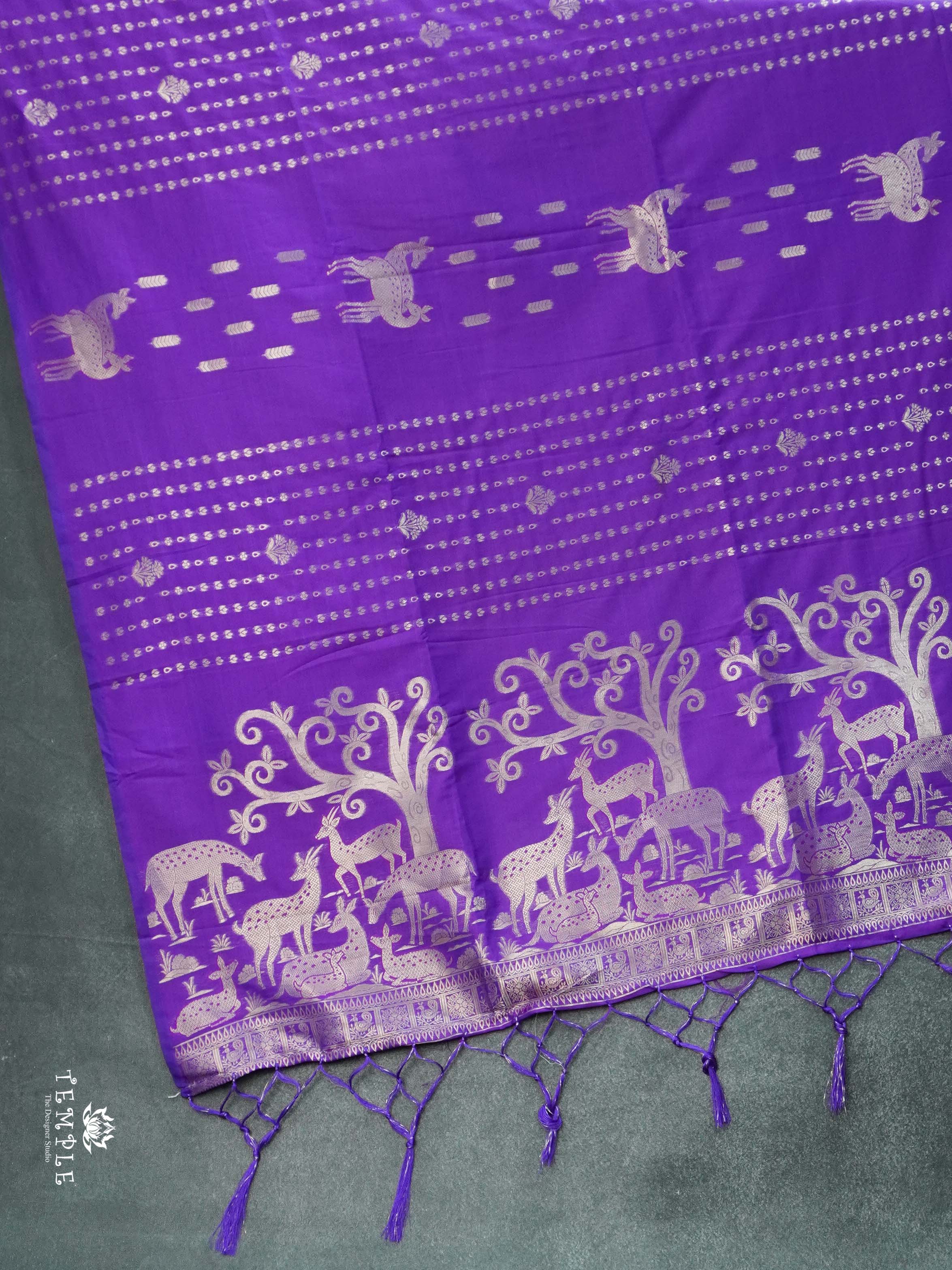 Semi Soft Silk Saree with Deer Motifs | TTDS2648