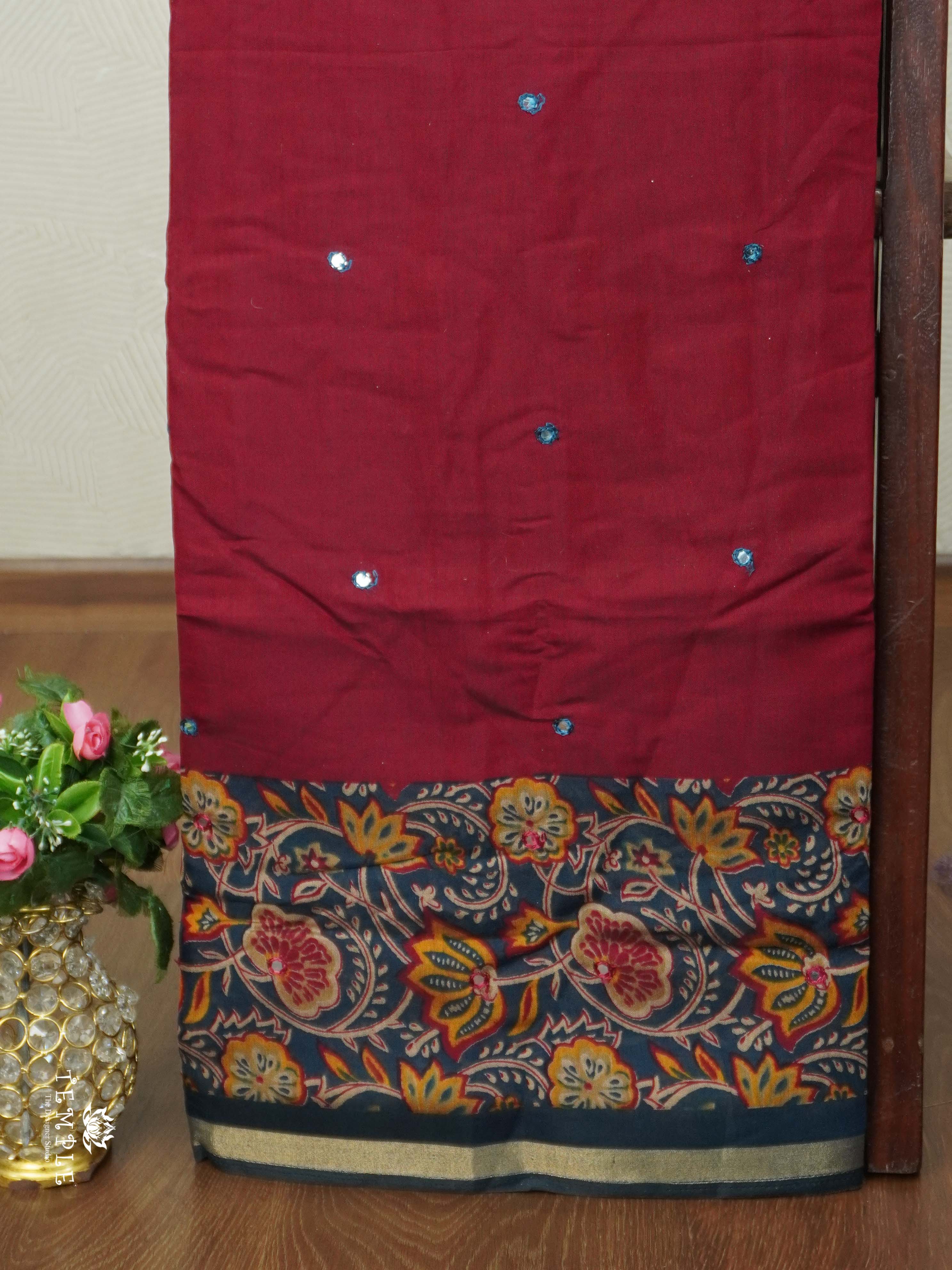 Fancy Soft Cotton Saree (Reddinsh Pink) | TTDS2231