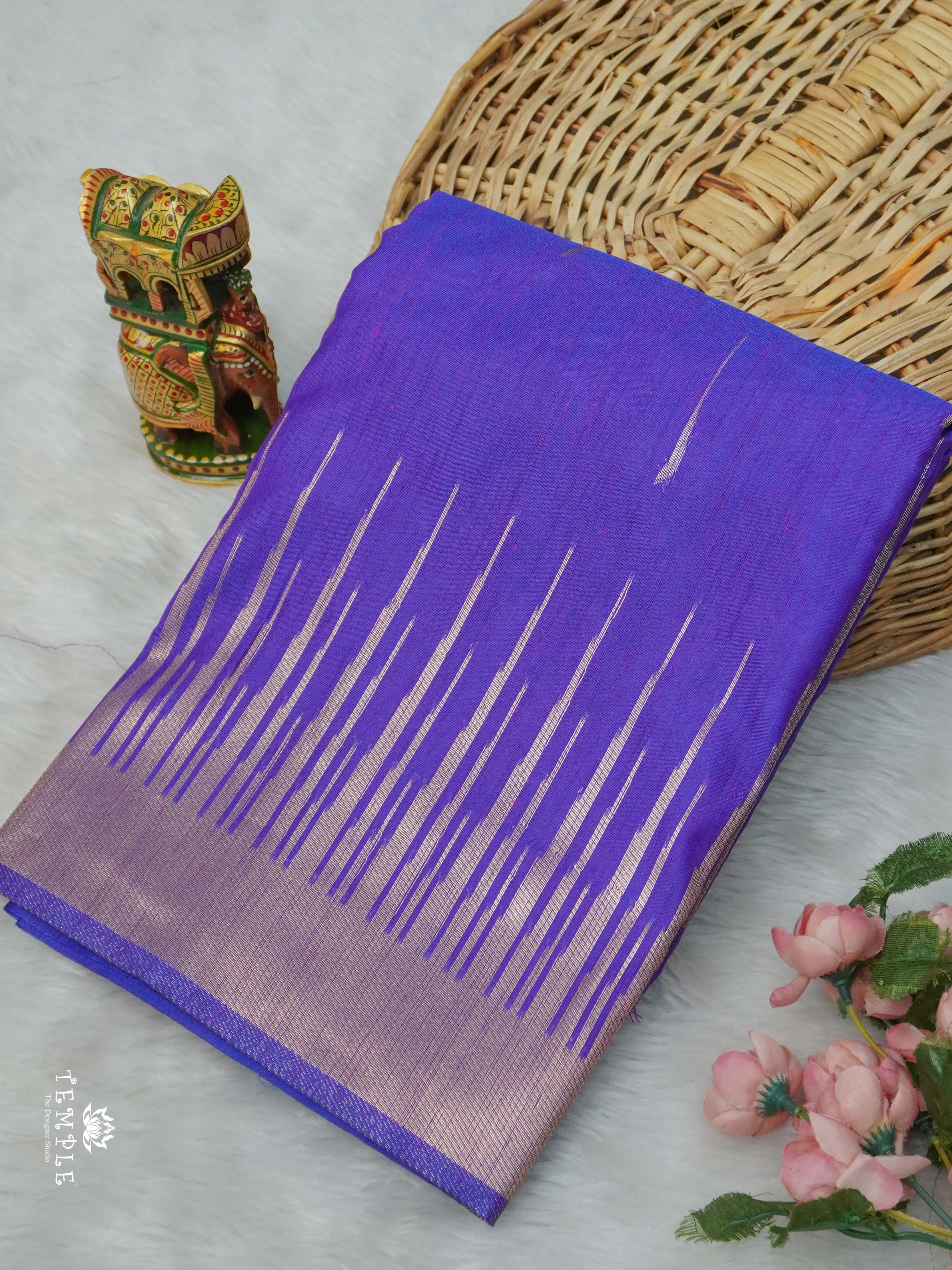 Slub Silk Saree With Temple Border | TTDS2663