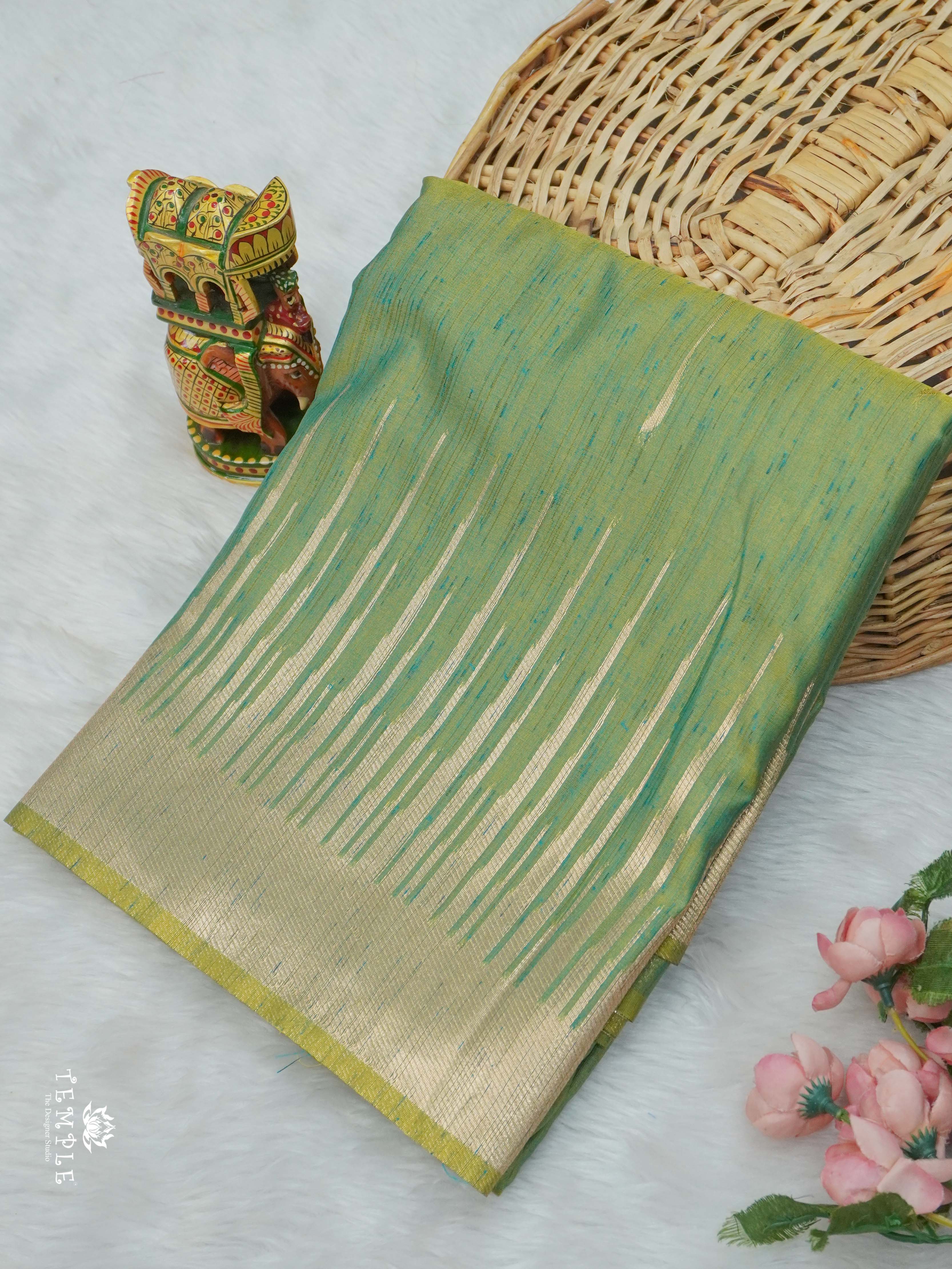Slub Silk Saree With Temple Border | TTDS2663