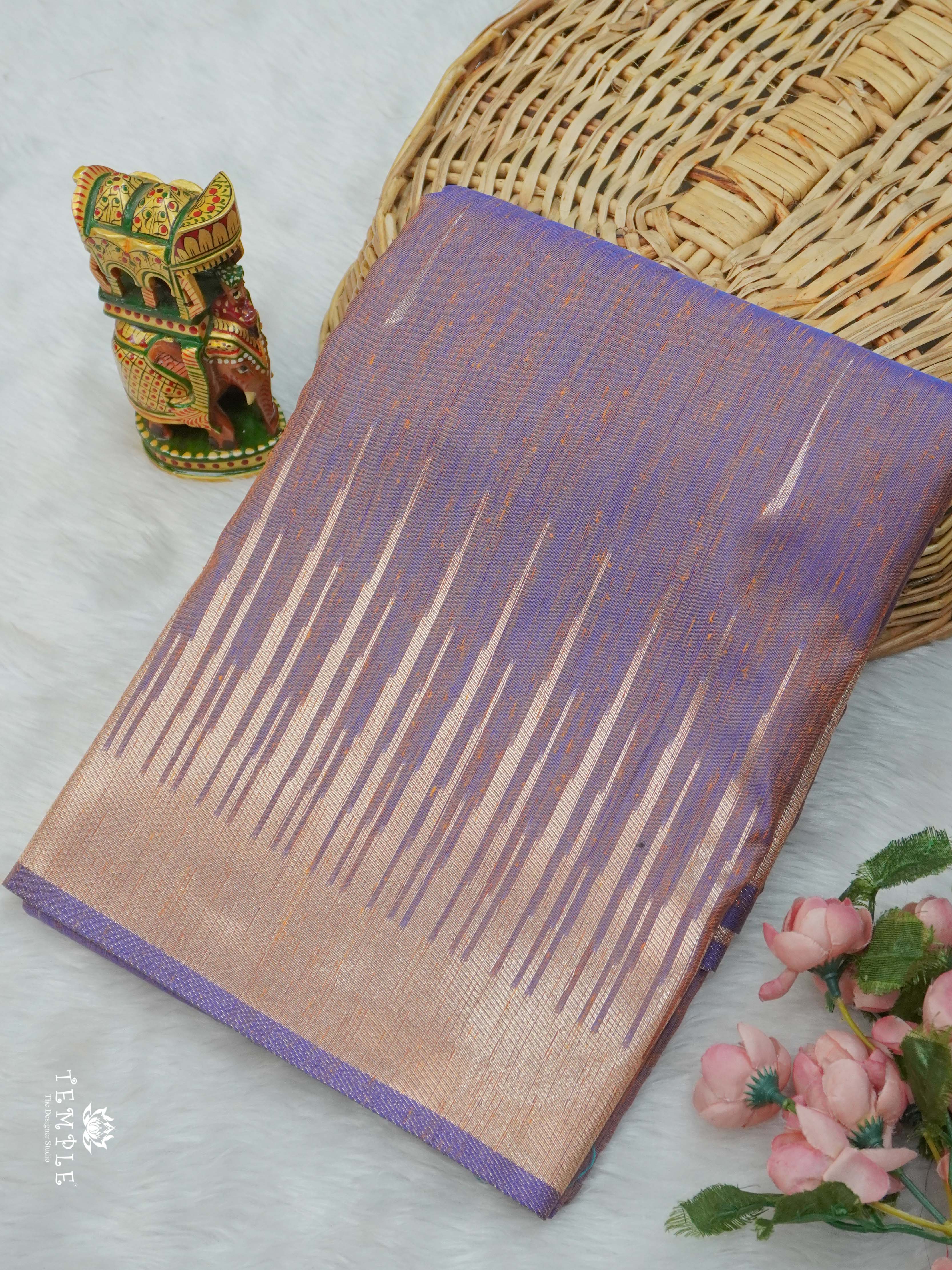 Slub Silk Saree With Temple Border | TTDS2663