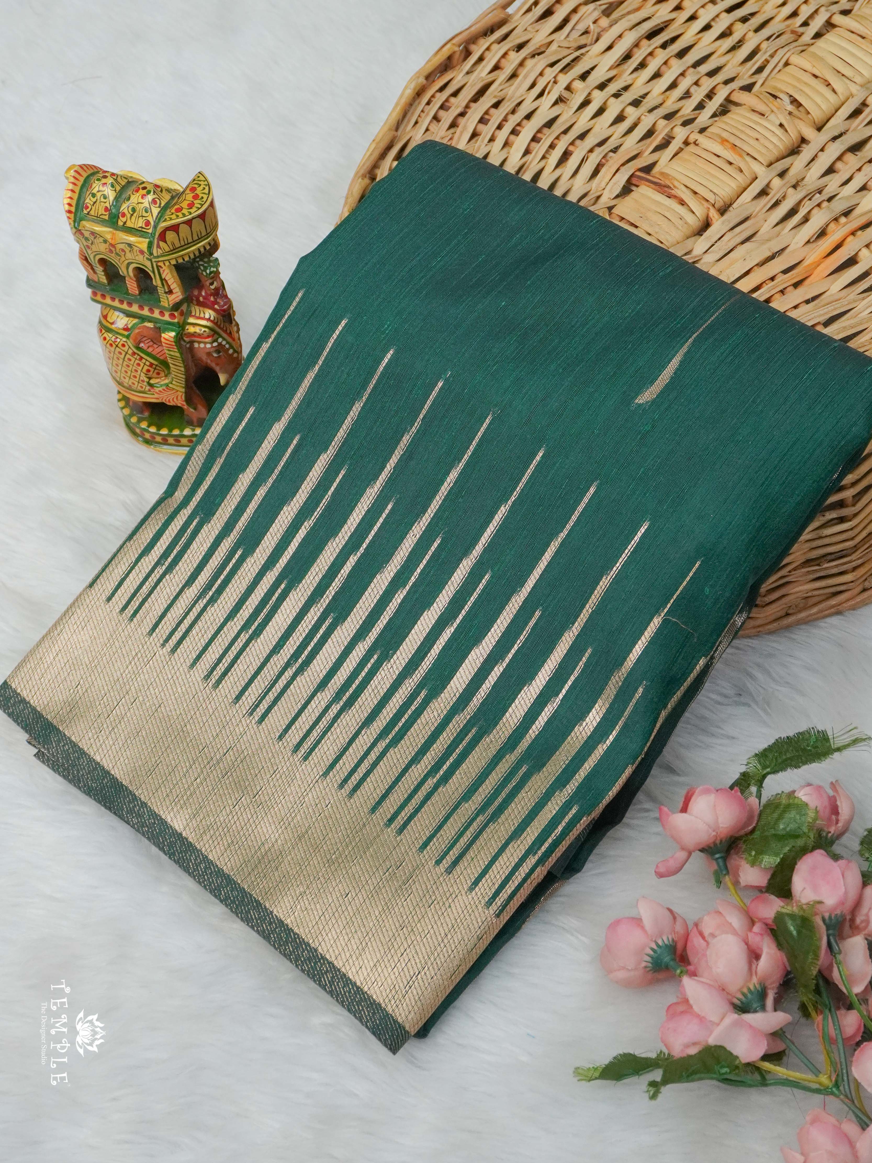 Slub Silk Saree With Temple Border | TTDS2663
