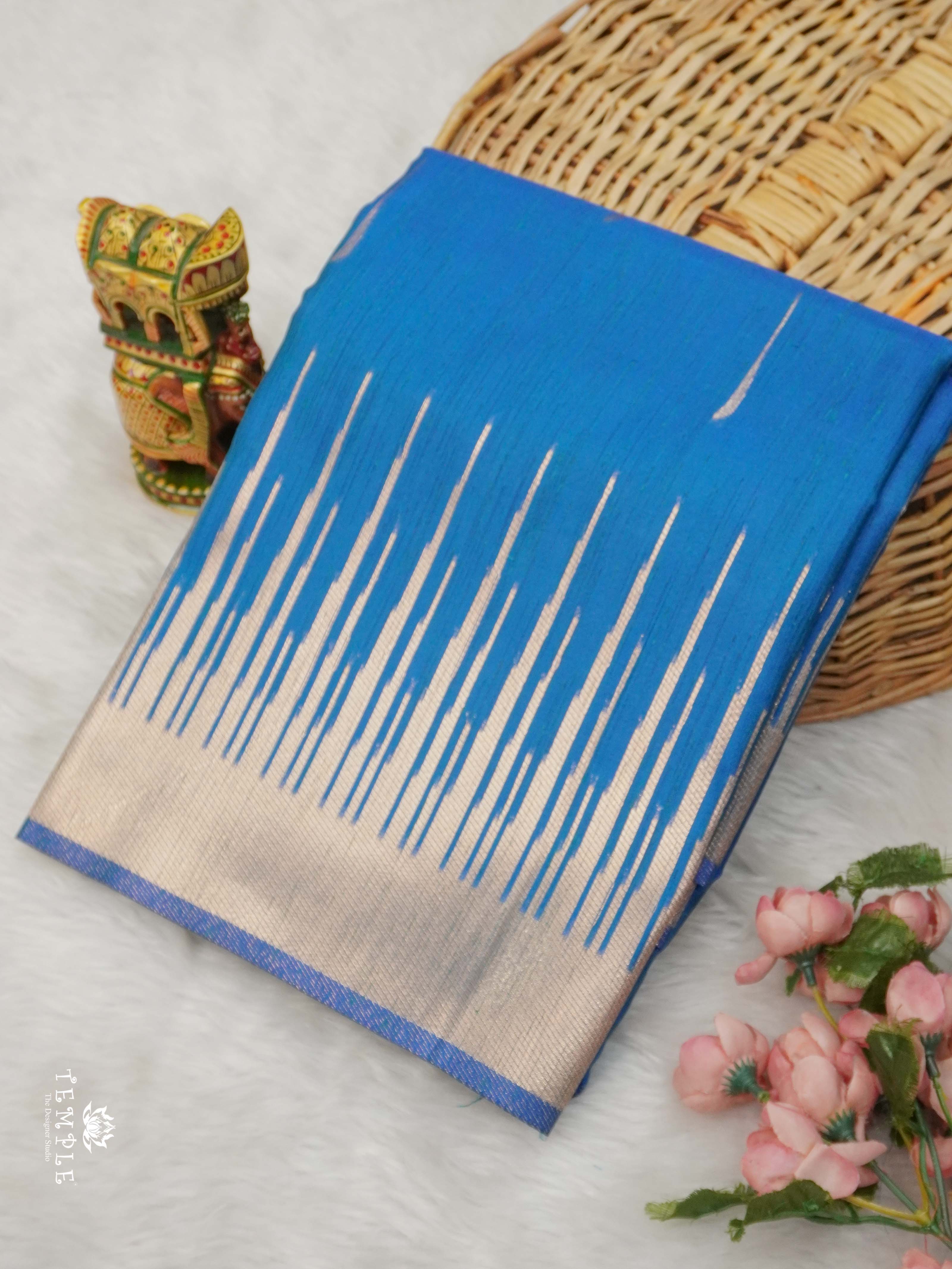 Slub Silk Saree With Temple Border | TTDS2663