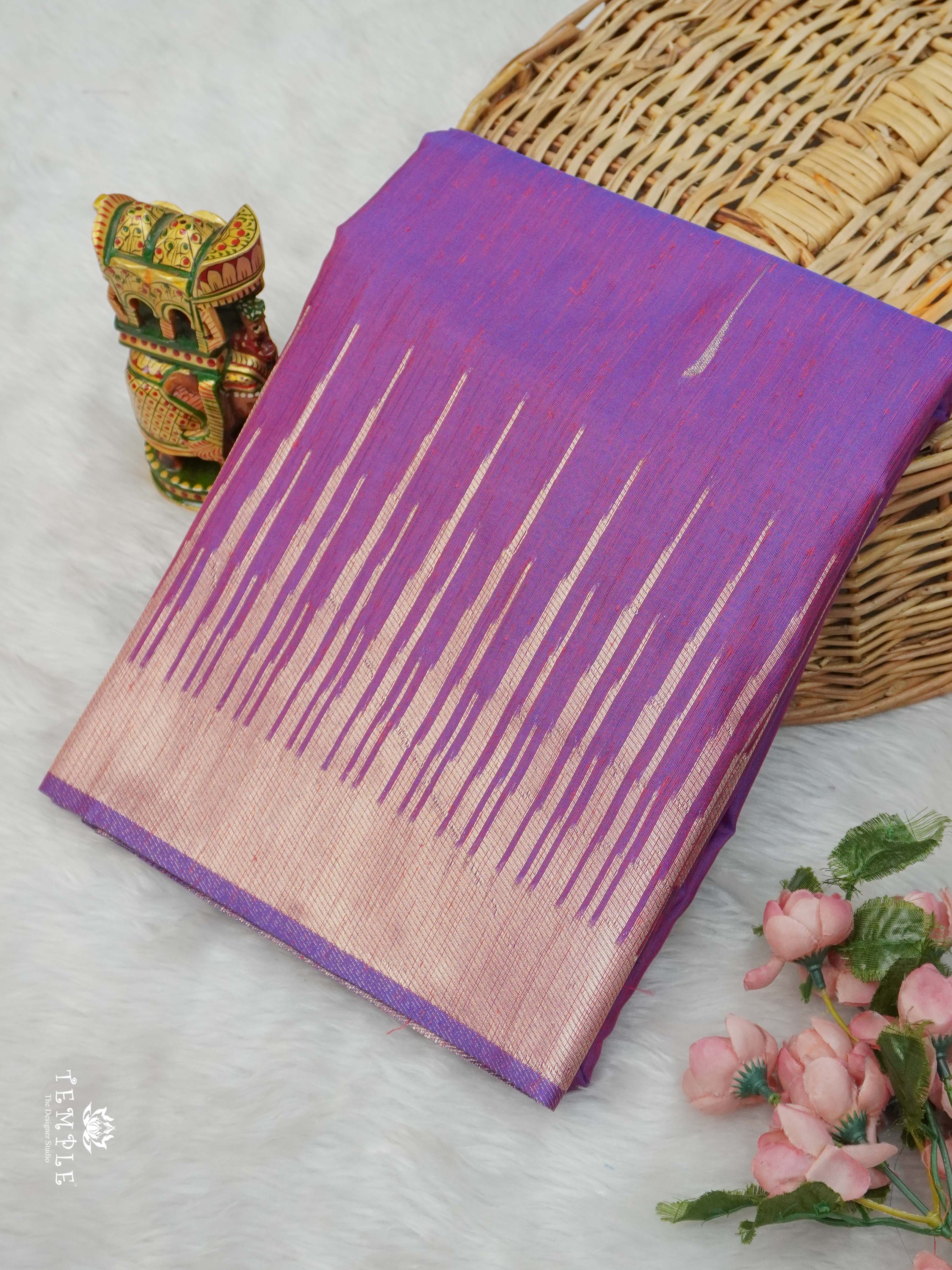 Slub Silk Saree With Temple Border | TTDS2663