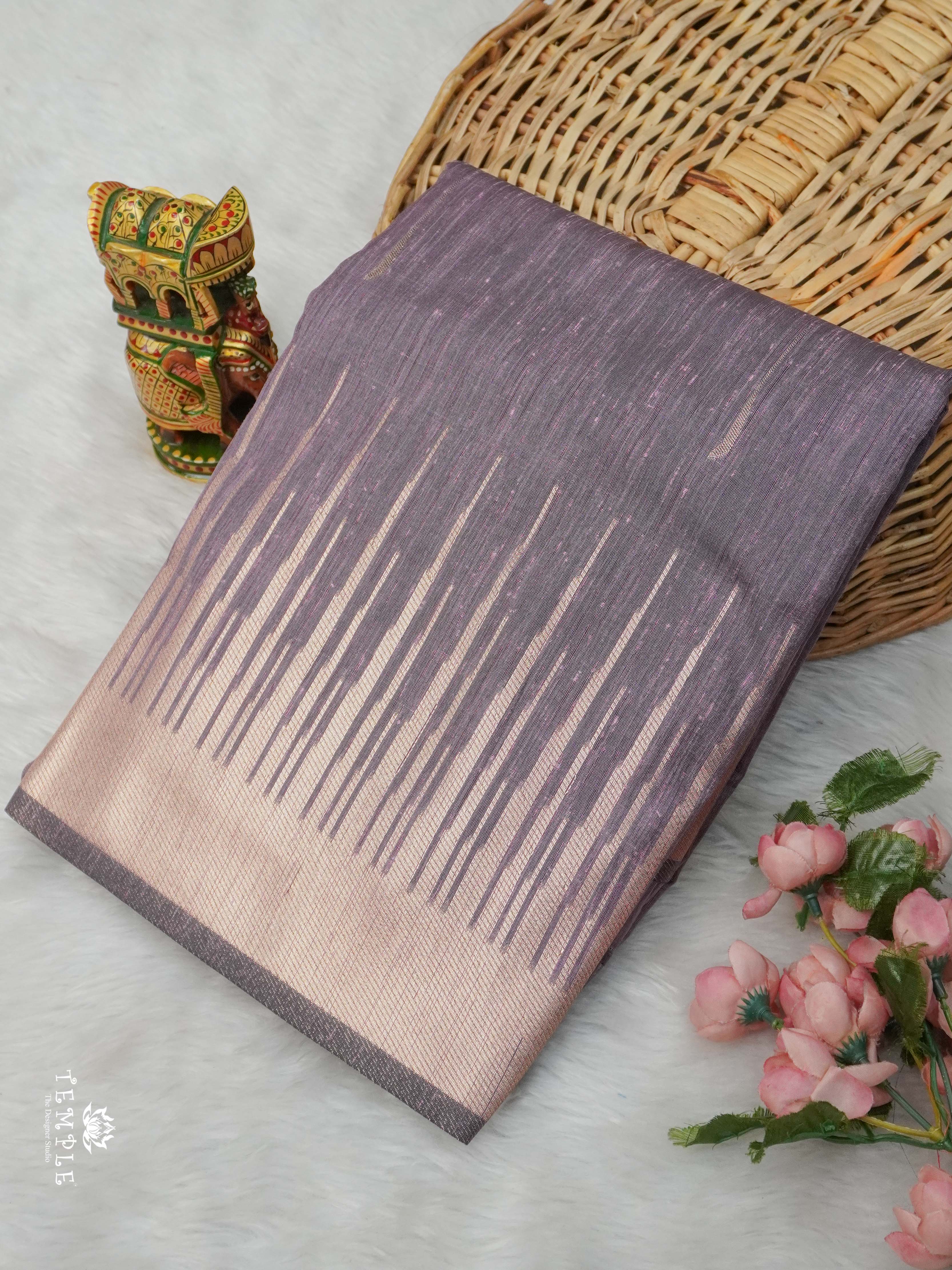 Slub Silk Saree With Temple Border | TTDS2663