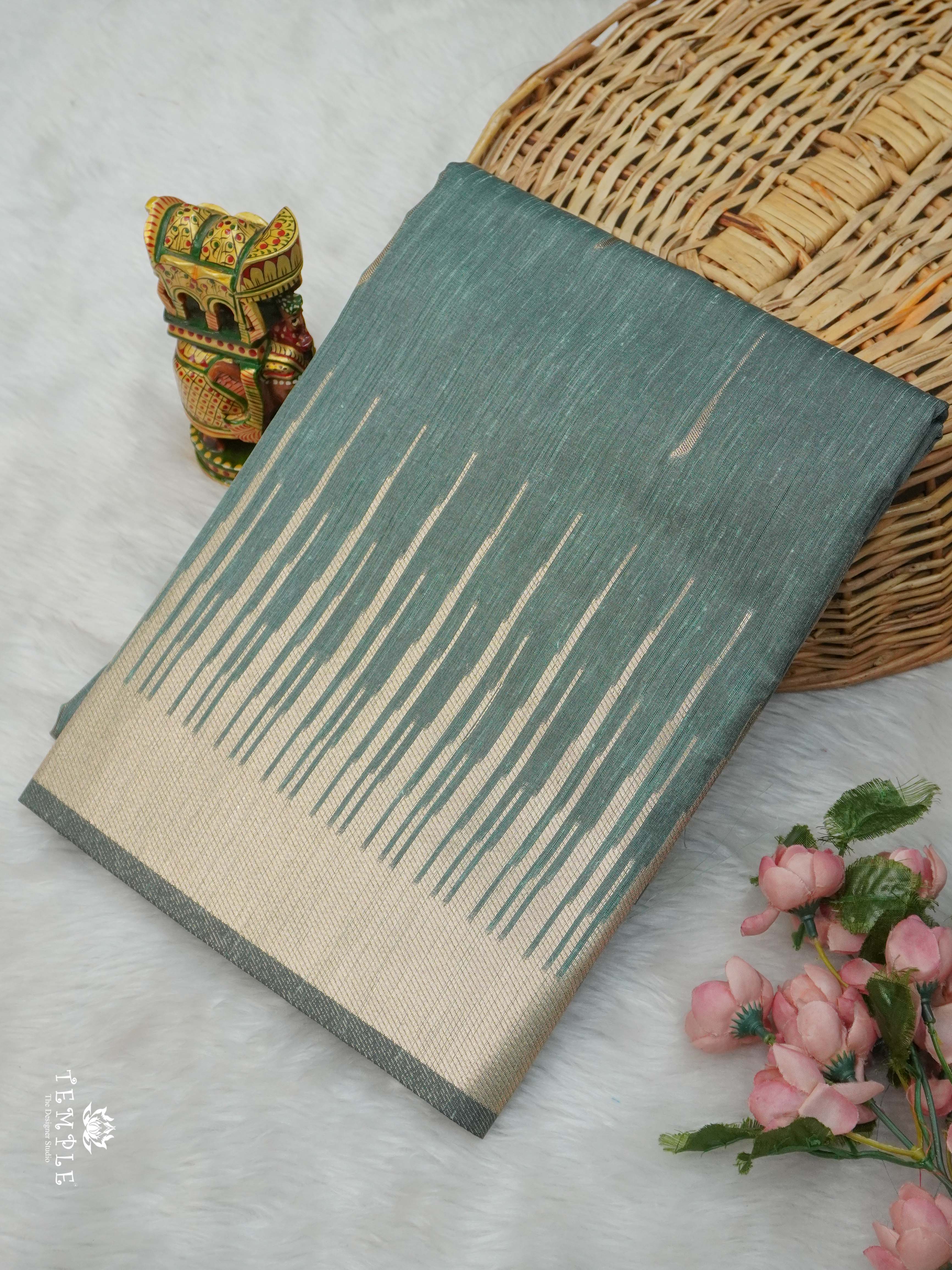 Slub Silk Saree With Temple Border | TTDS2663