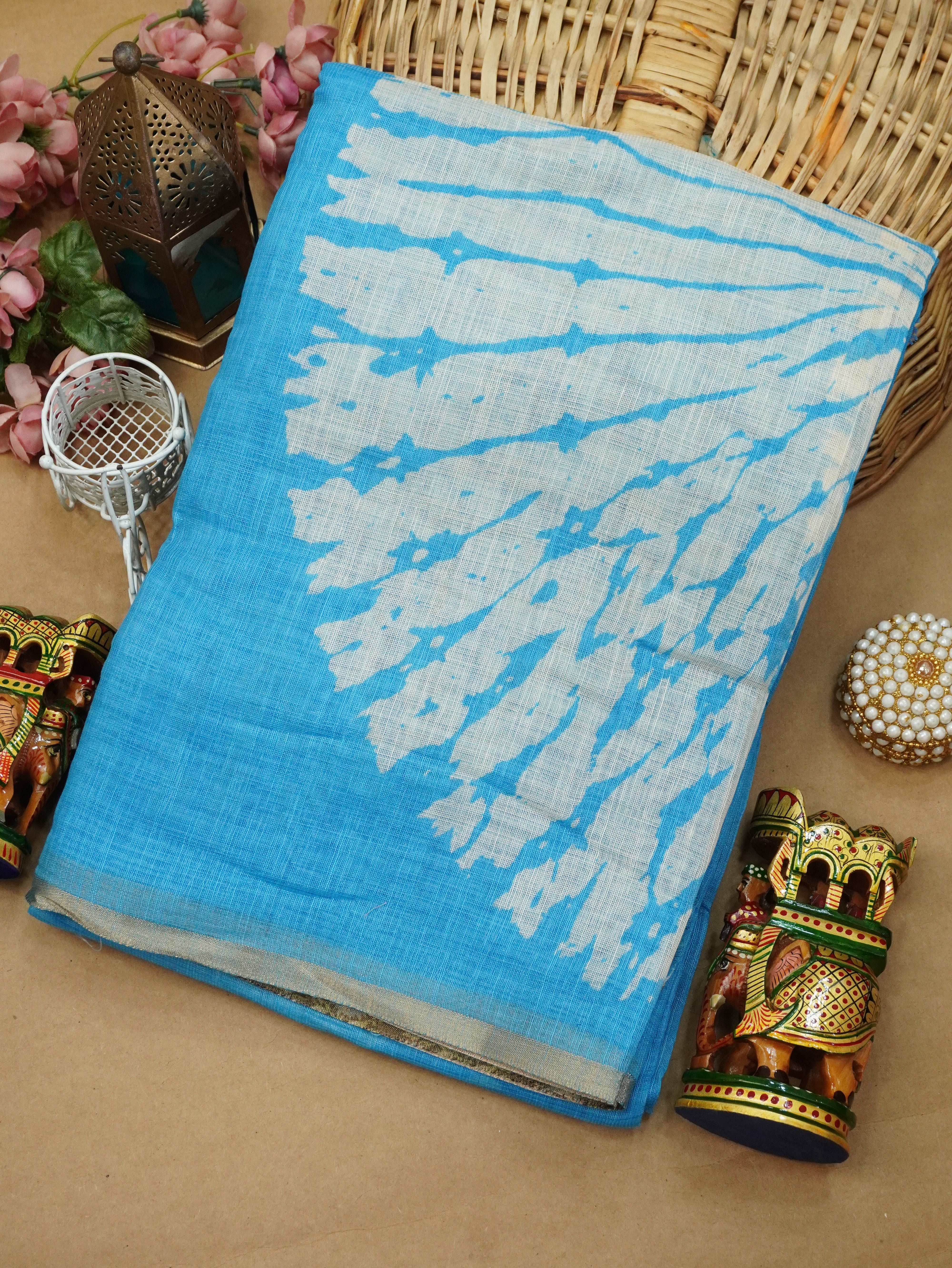 Printed Linen Cotton Saree | TTDS3155