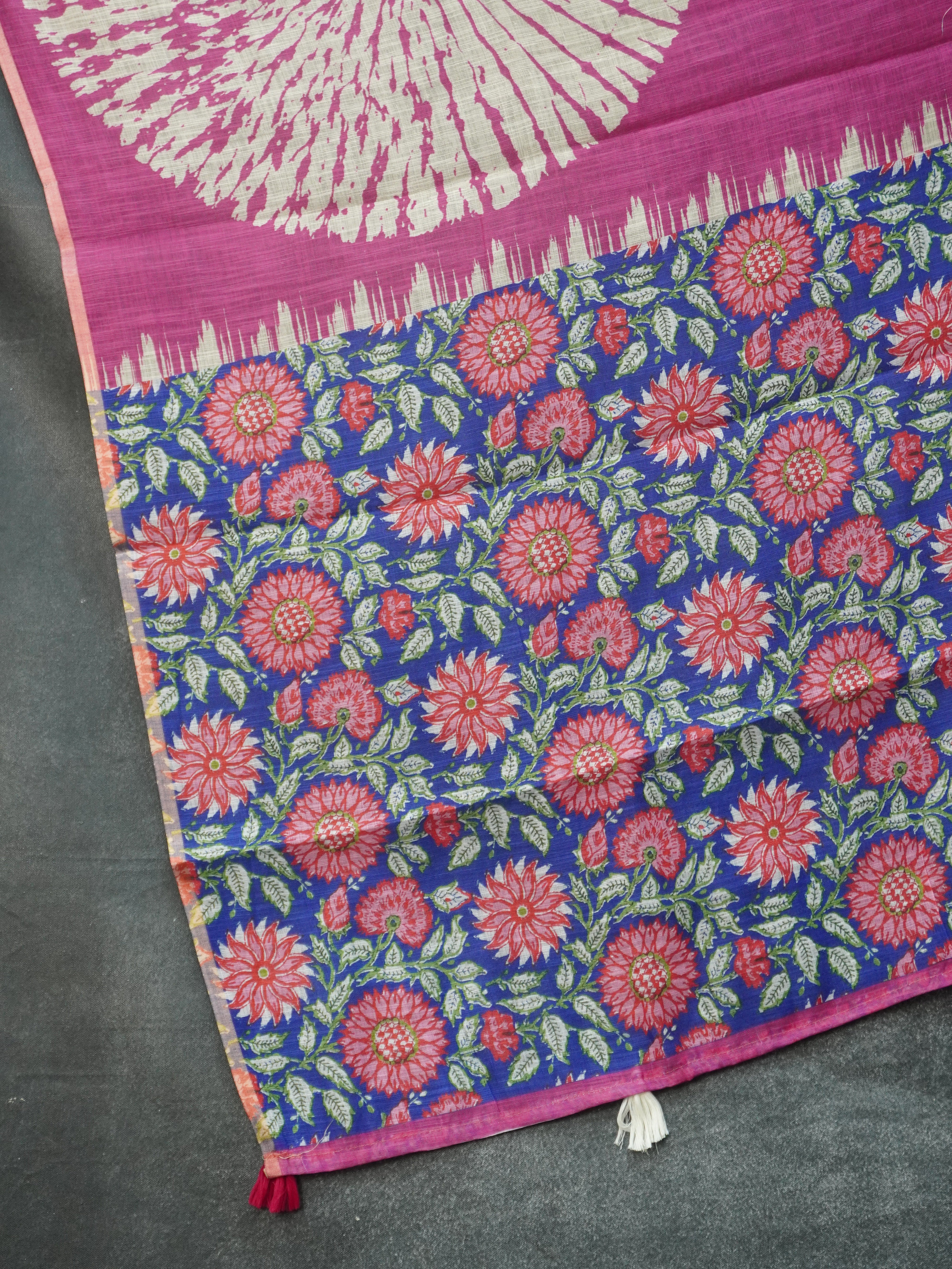 Printed Linen Cotton Saree | TTDS3155