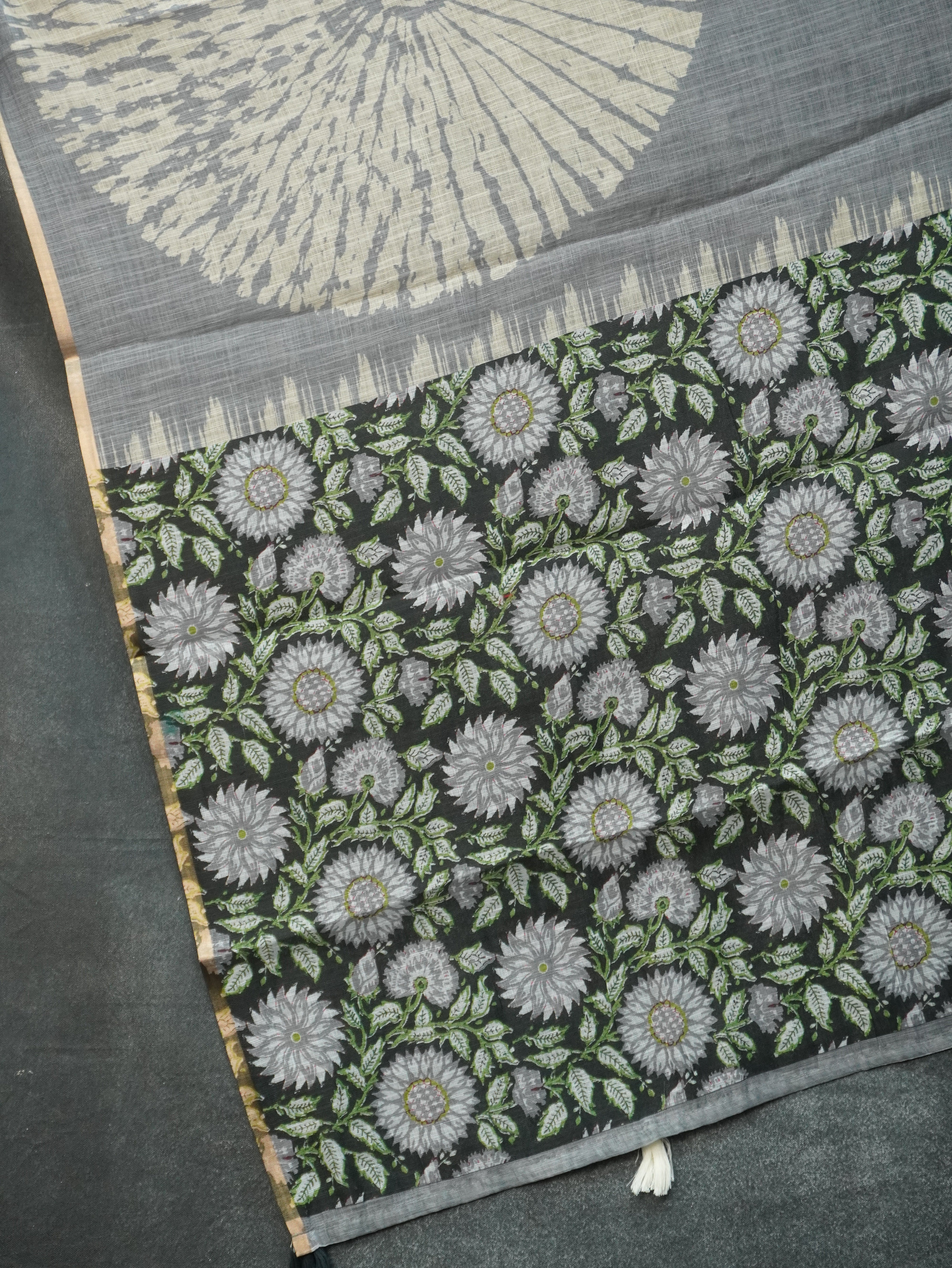 Printed Linen Cotton Saree | TTDS3155