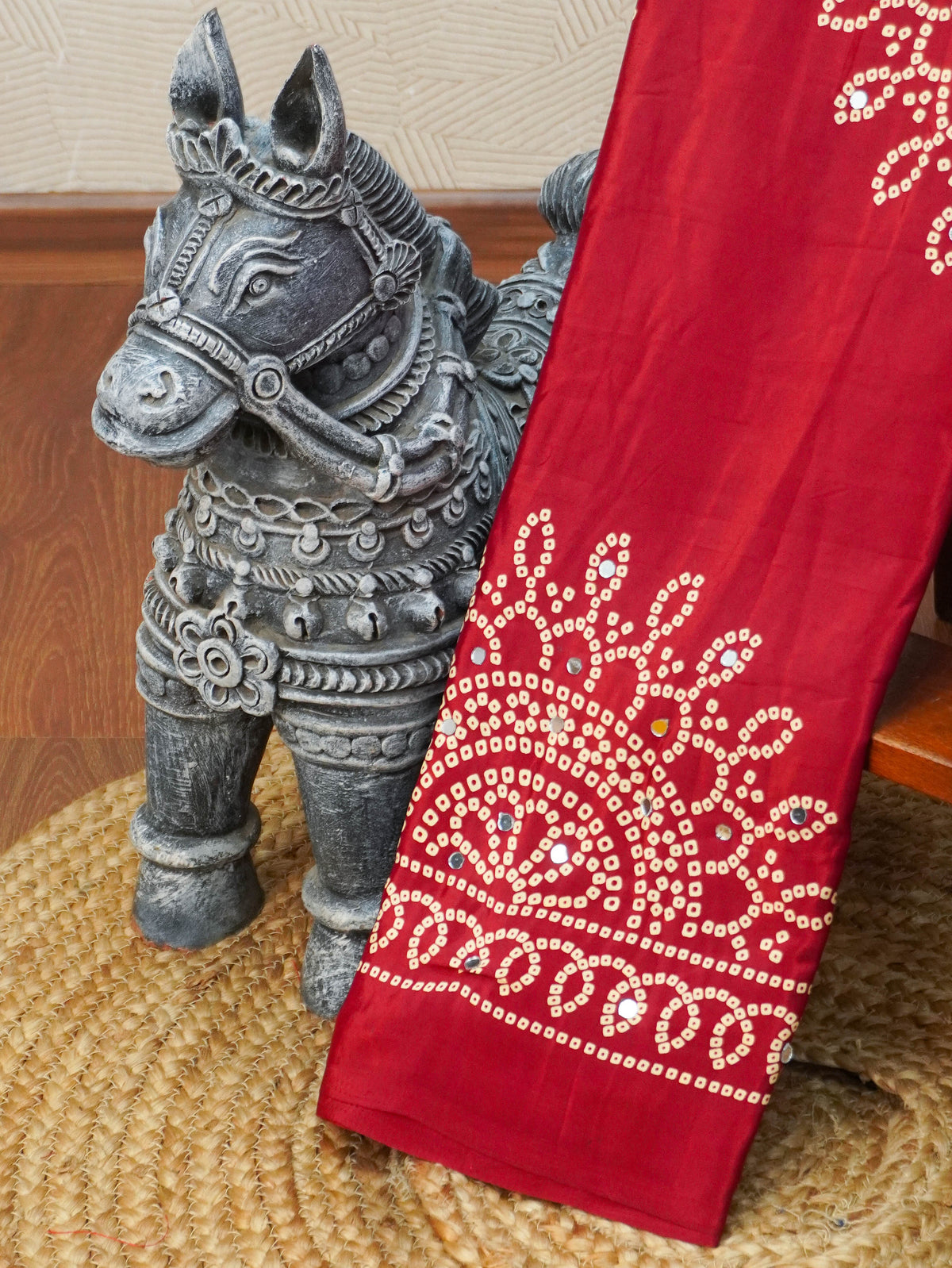 Ajrakh Printed Modal Silk Saree | TTDS3591