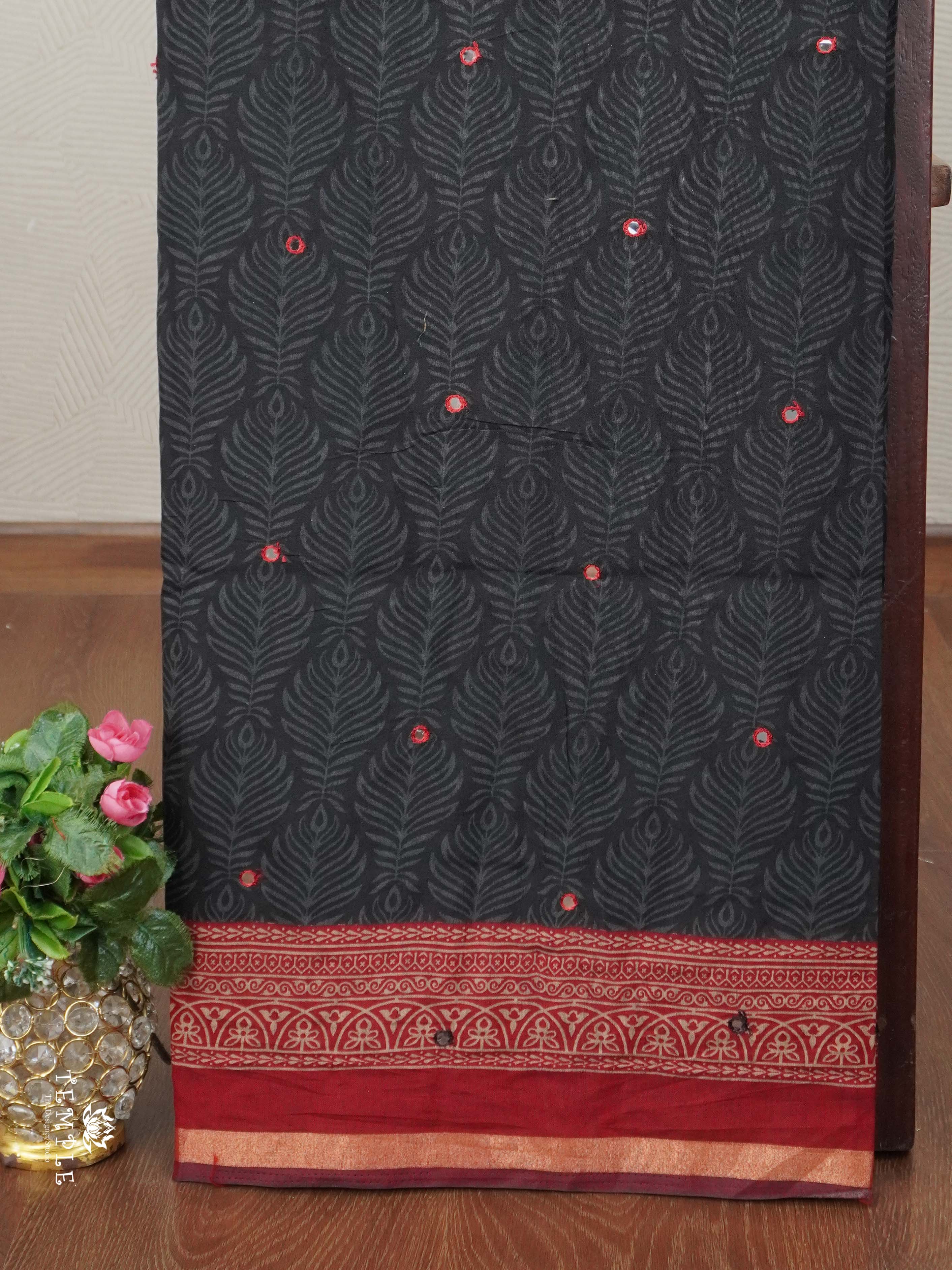 Fancy Cotton Saree With Mirror Work | TTDS2670