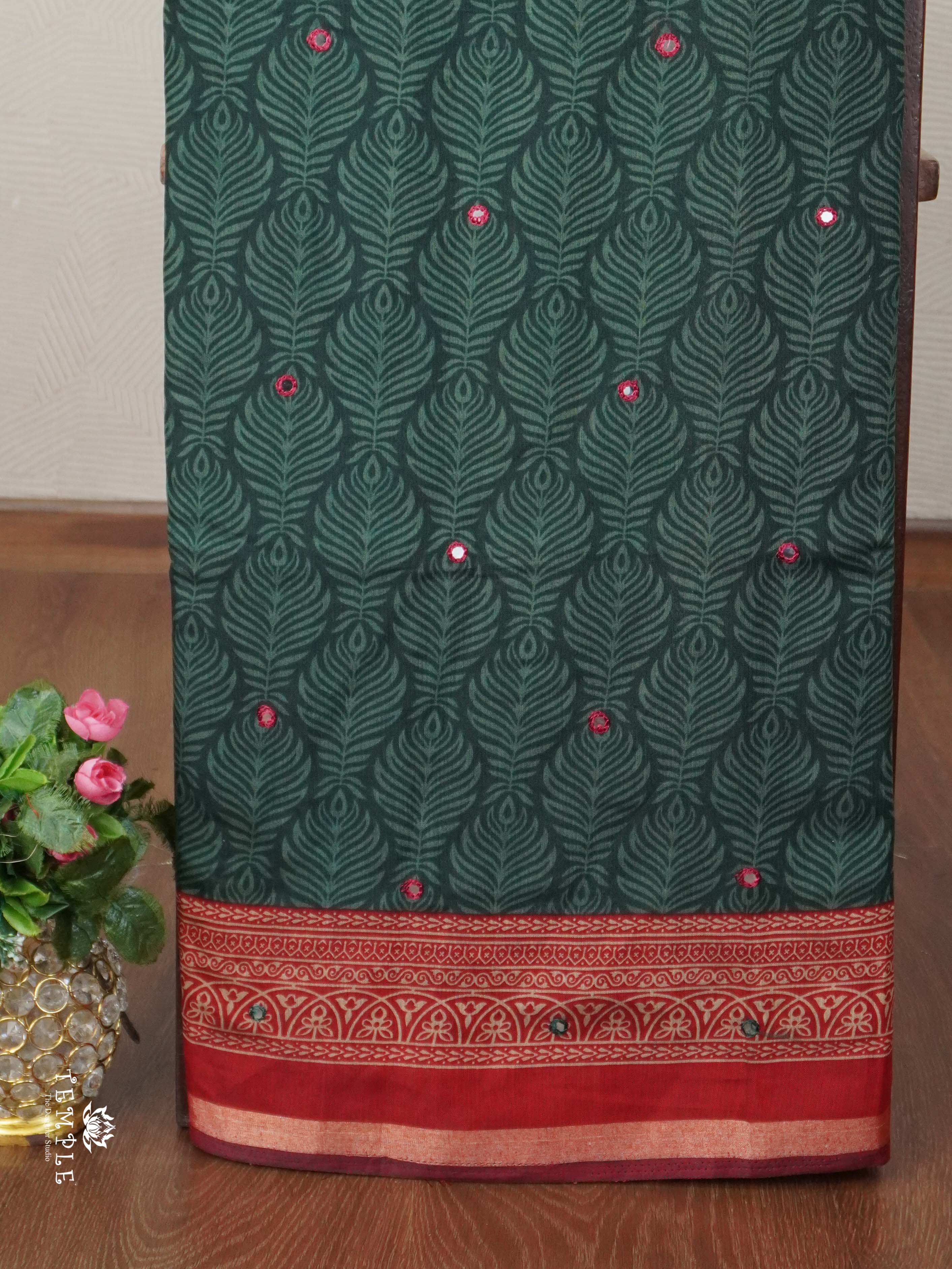 Fancy Cotton Saree With Mirror Work | TTDS2670