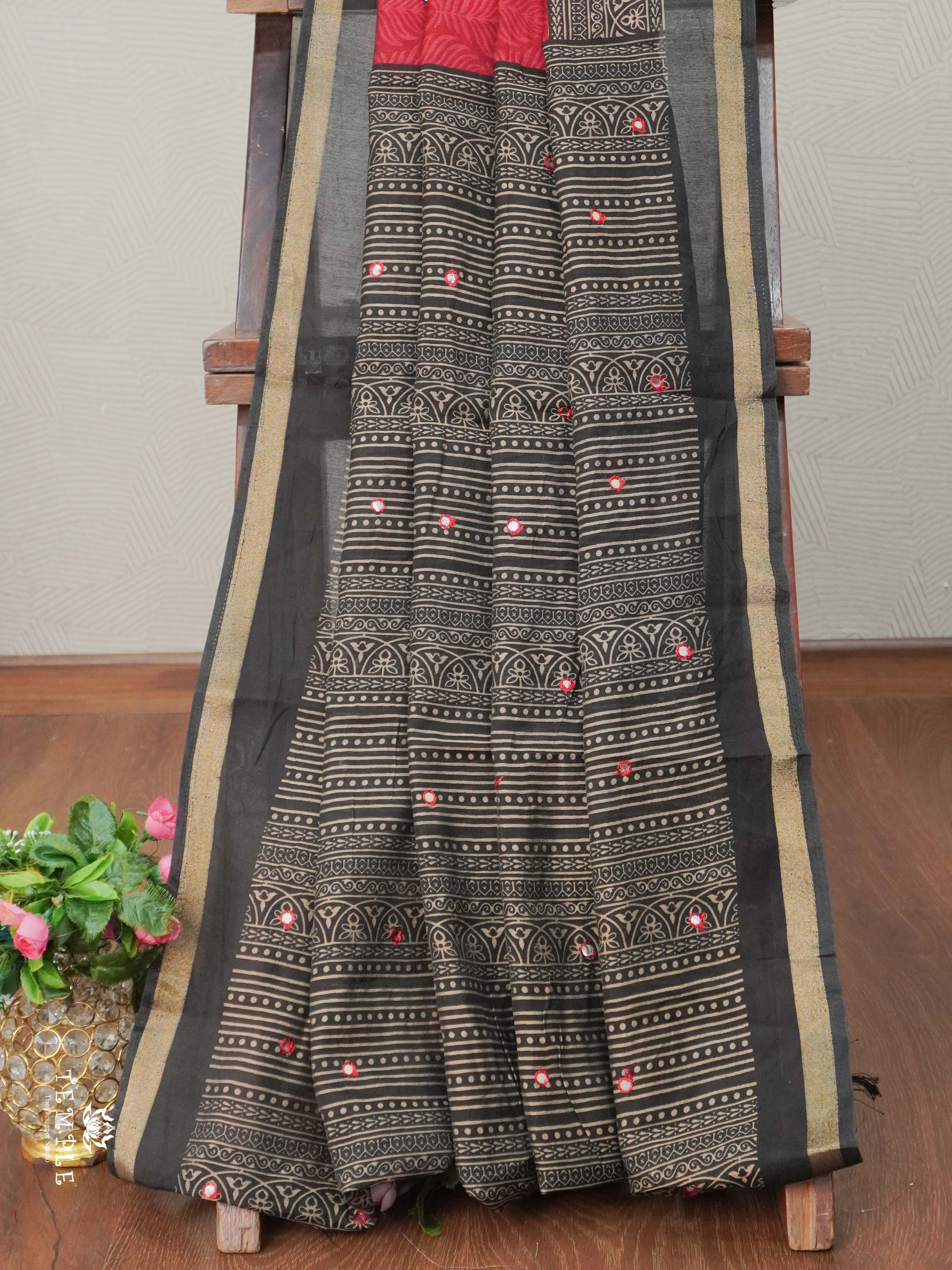 Fancy Cotton Saree With Mirror Work | TTDS2670