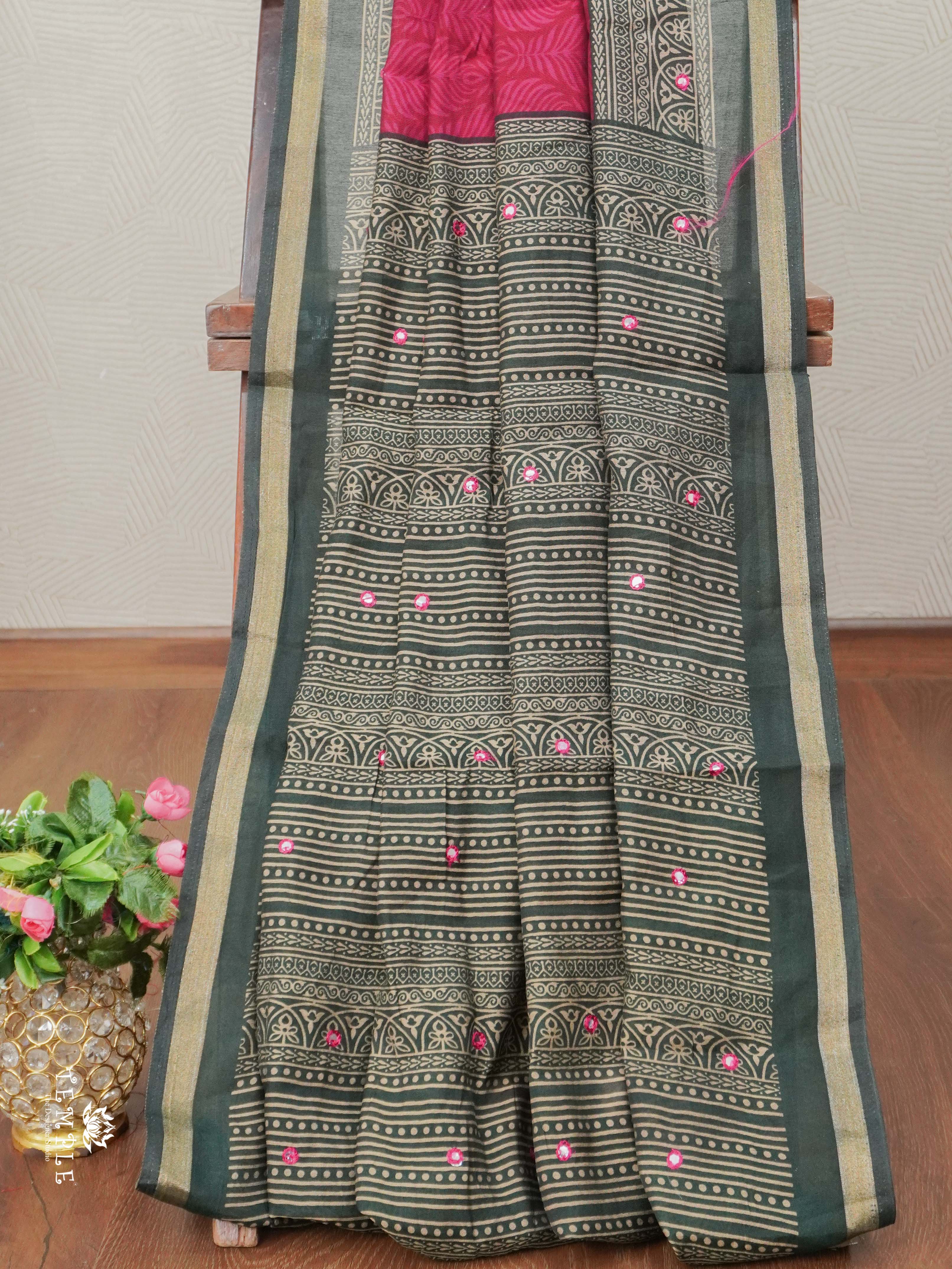 Fancy Cotton Saree With Mirror Work | TTDS2670