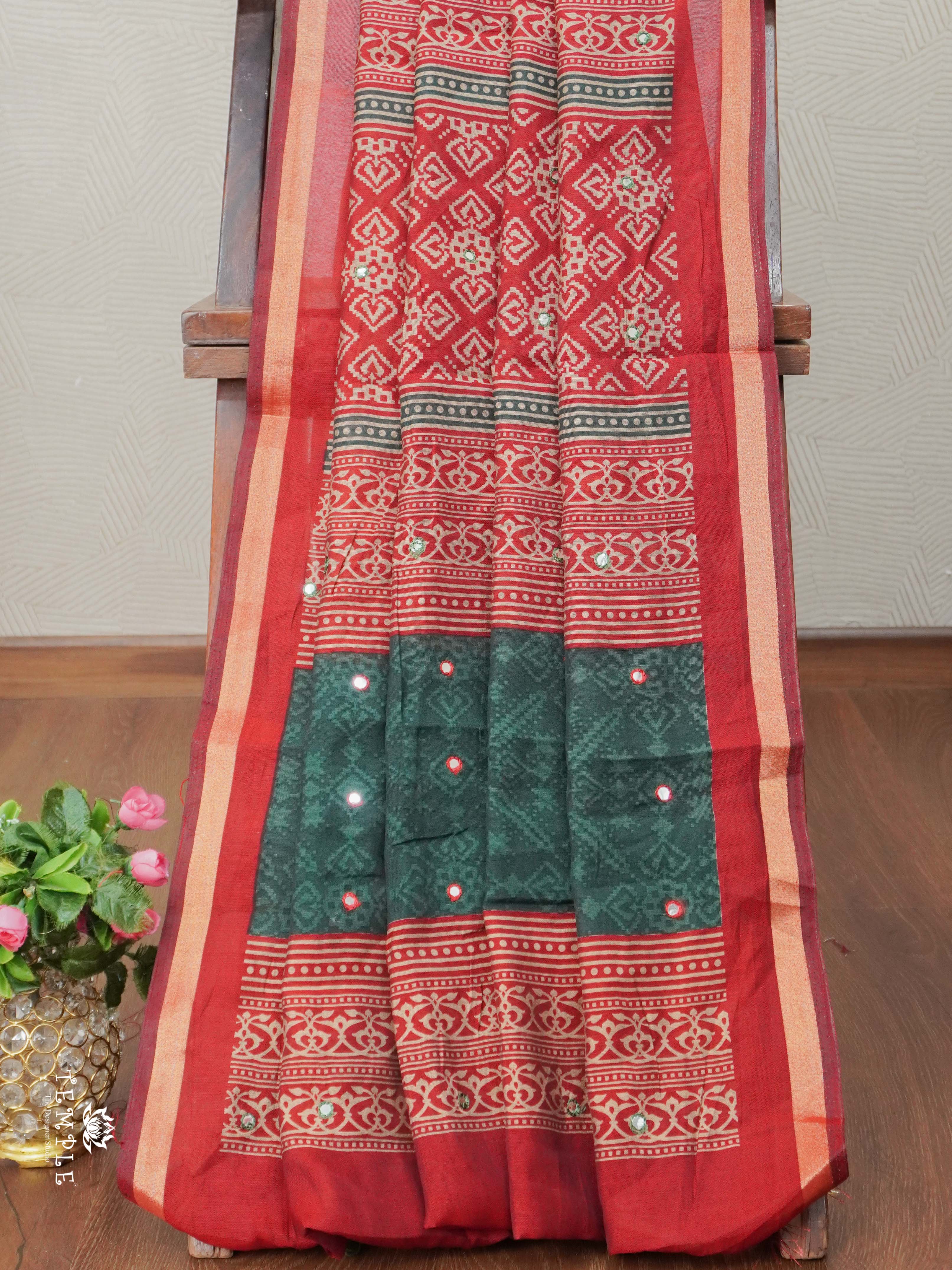 Fancy Cotton Saree With Mirror Work | TTDS2669