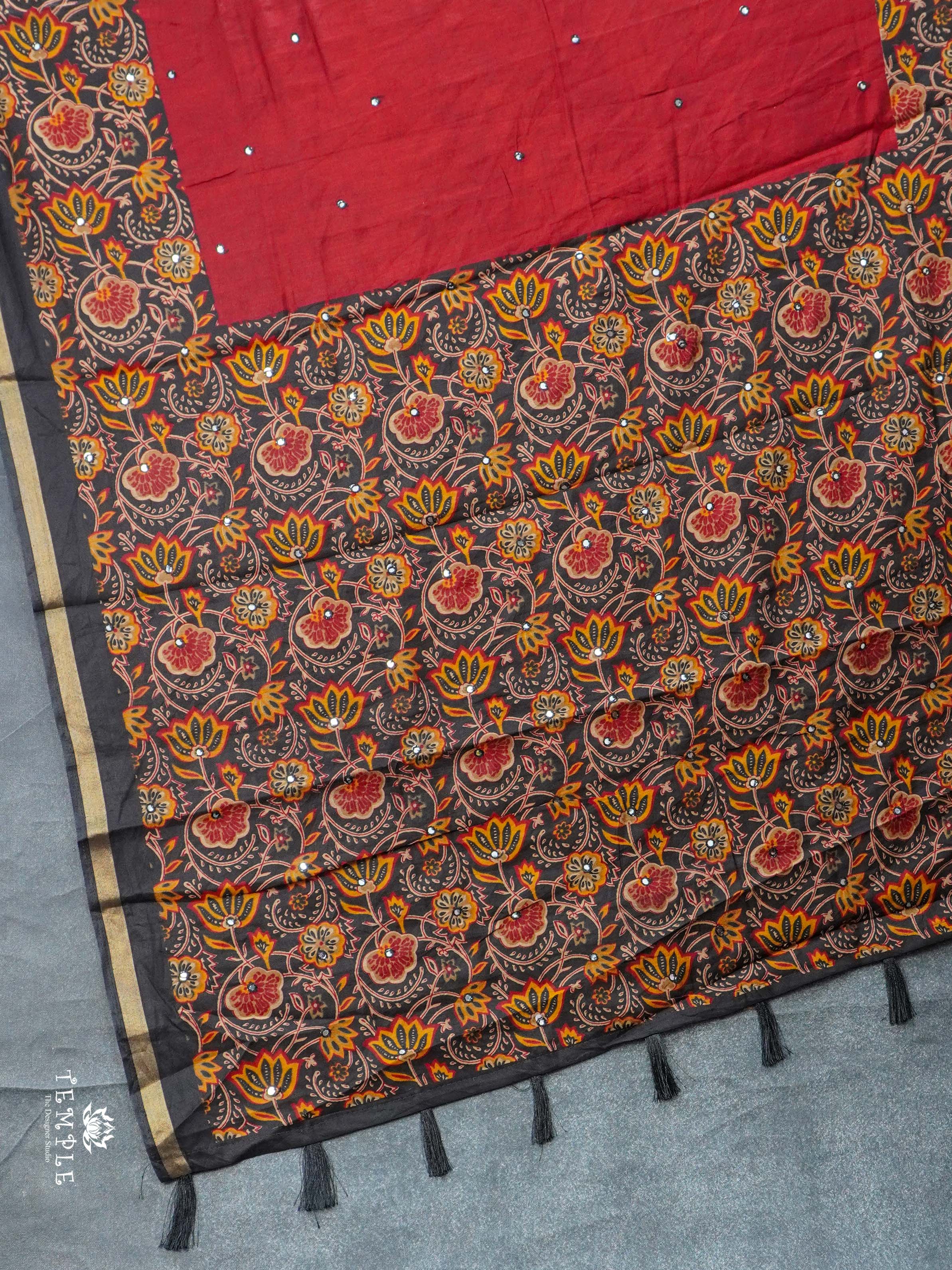 Fancy Soft Cotton Saree(Red) | TTDS2231