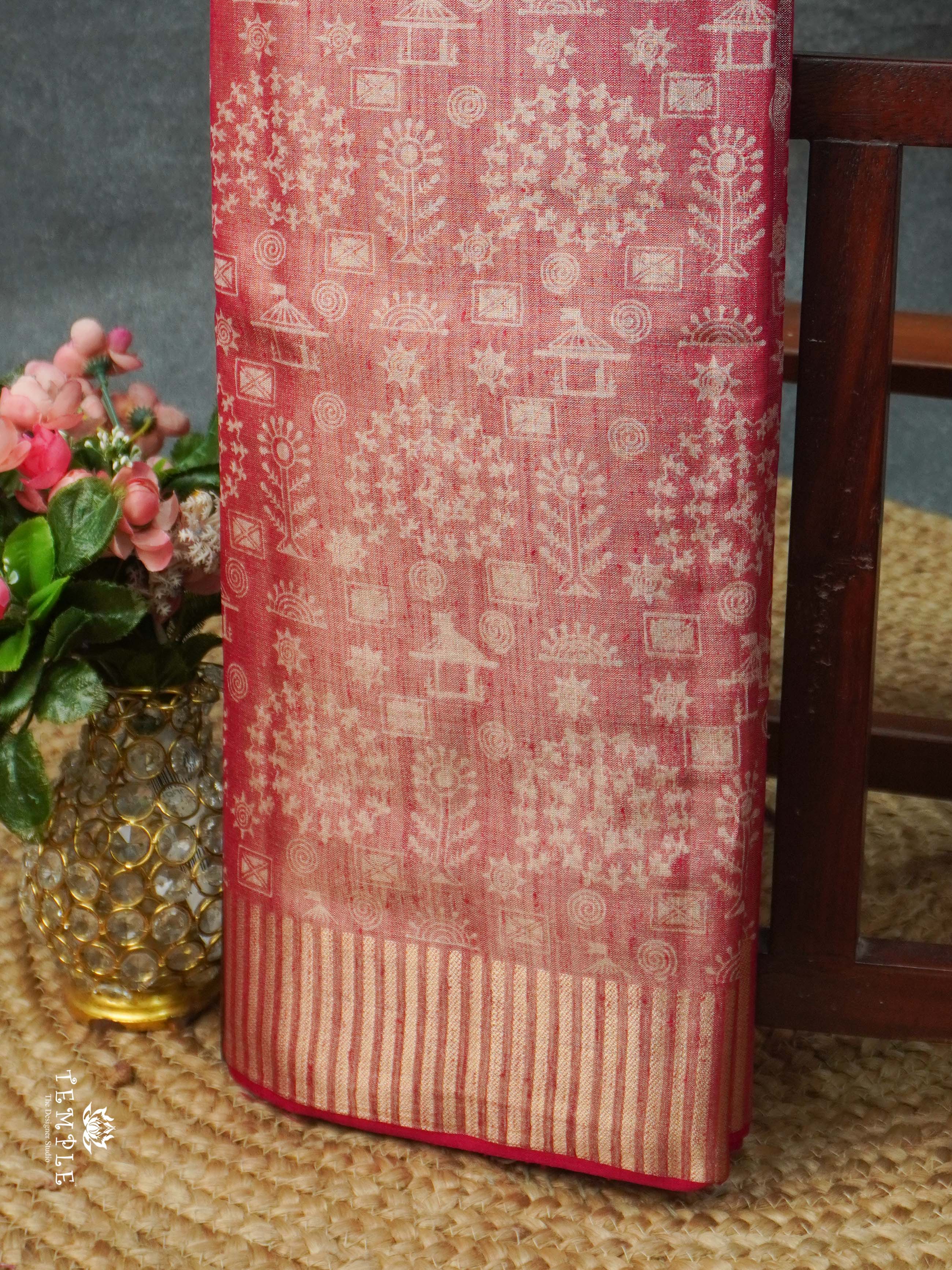 Warlin Printed Linen Tissue Saree | TTDS2176