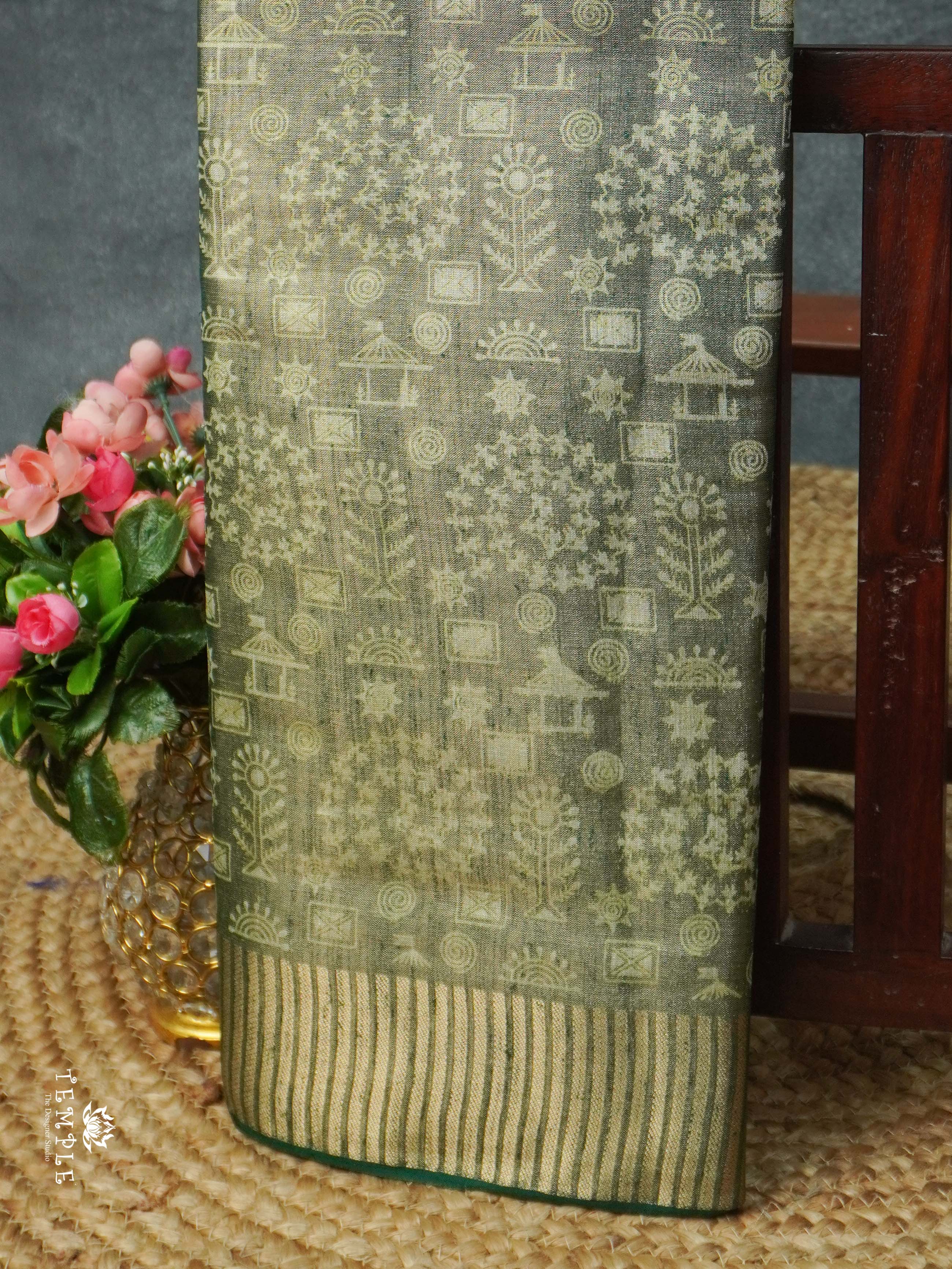 Warlin Printed Linen Tissue Saree | TTDS2176