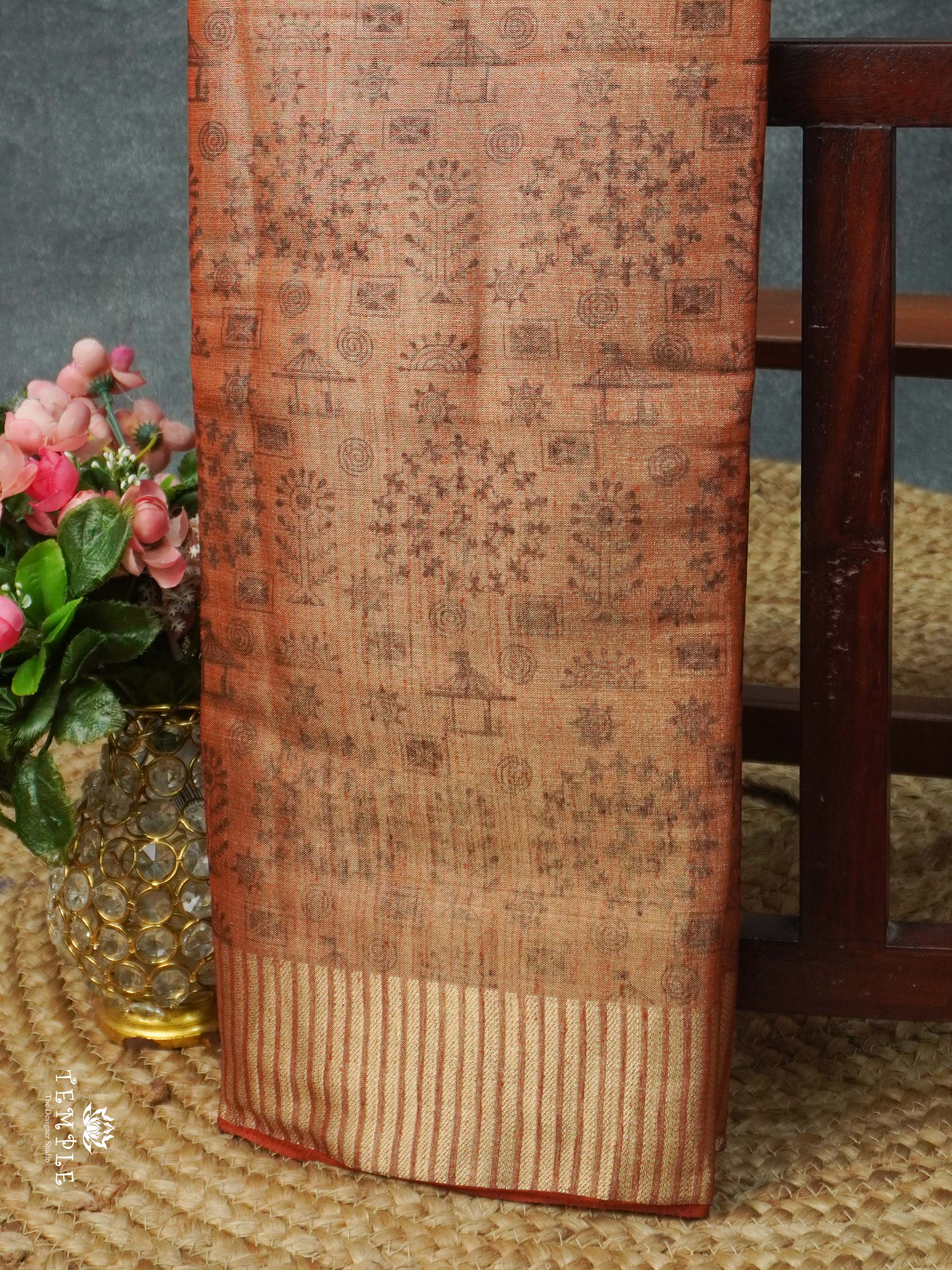 Warlin Printed Linen Tissue Saree | TTDS2176