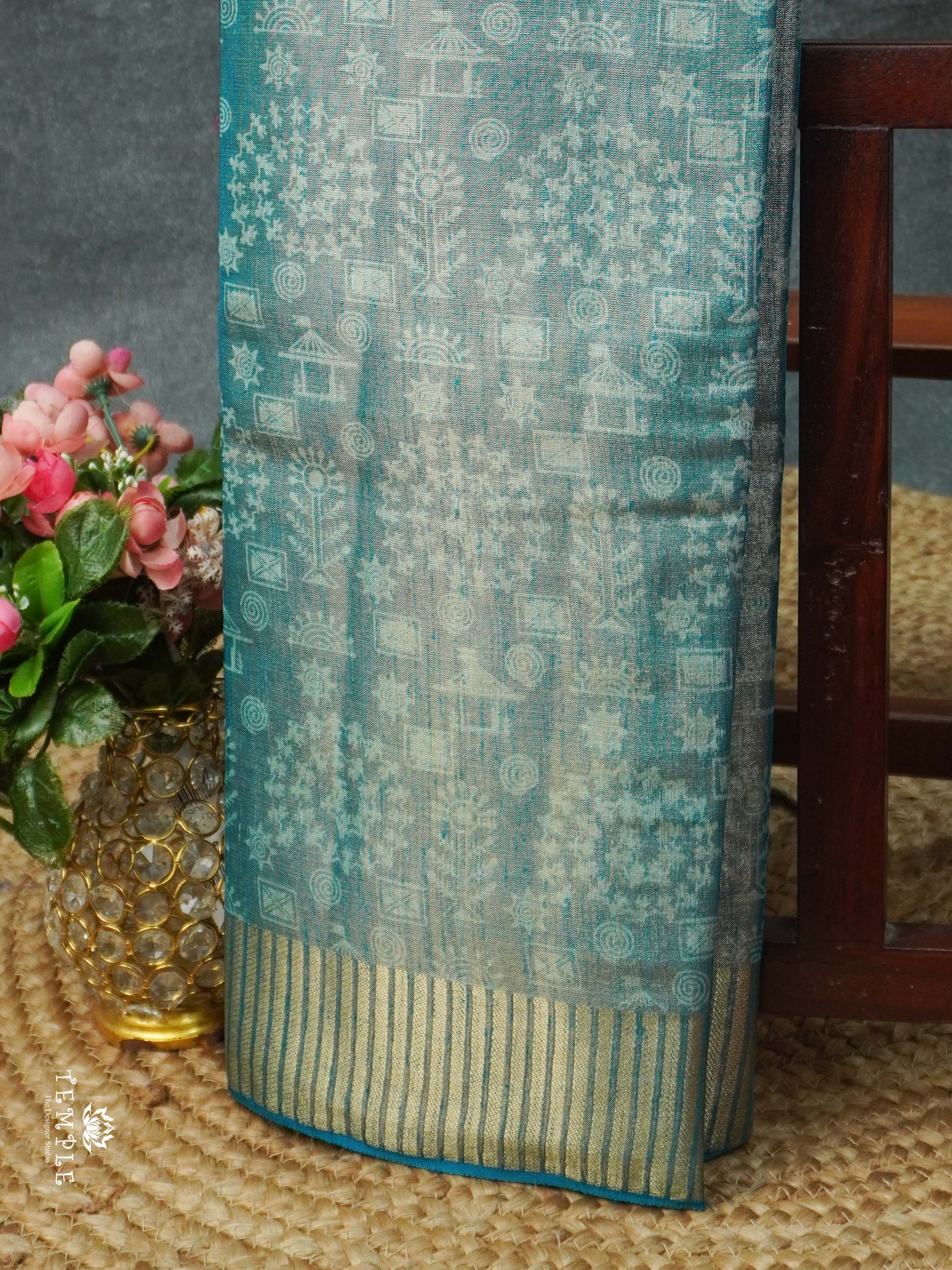 Warlin Printed Linen Tissue Saree | TTDS2176