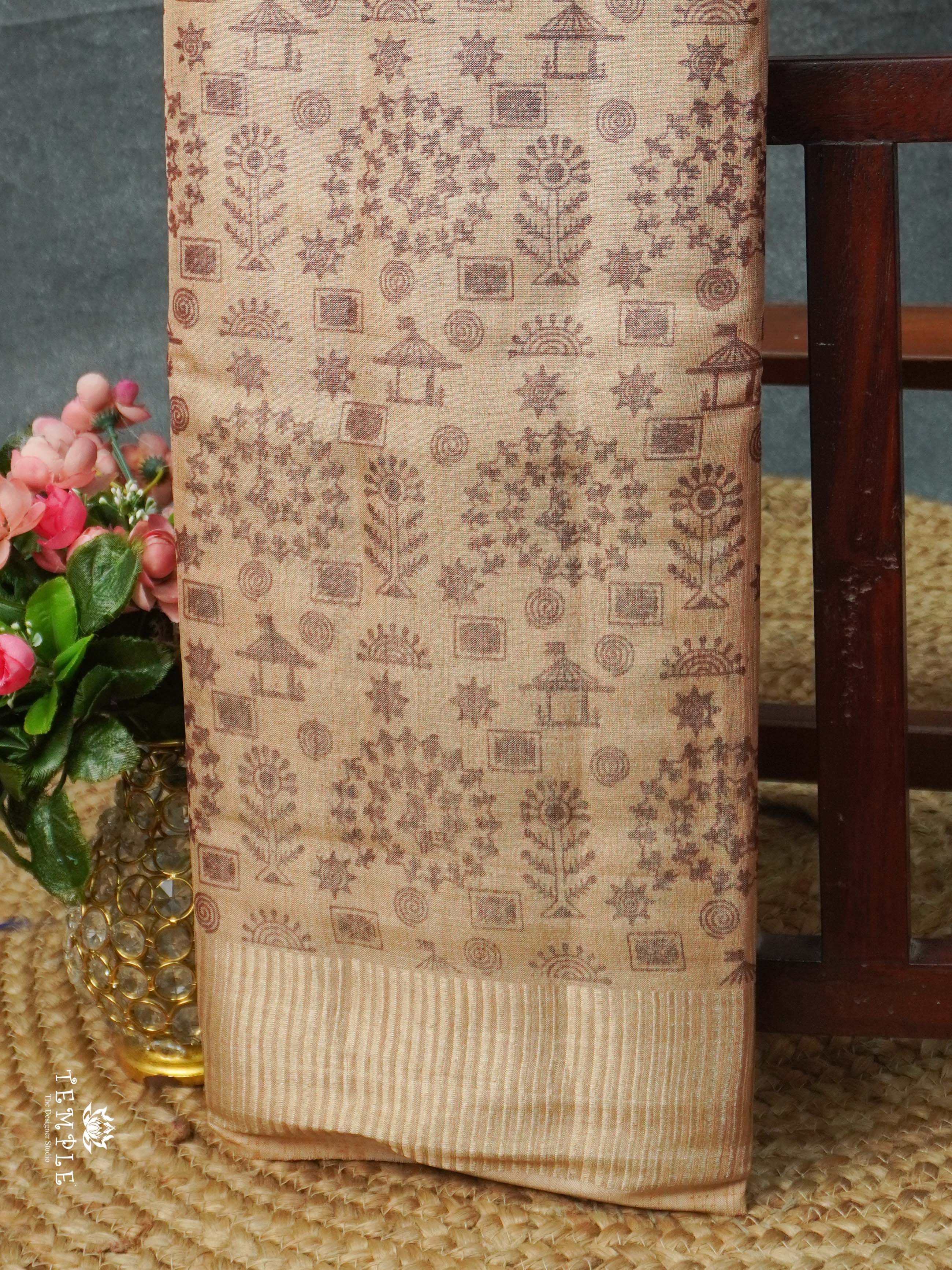 Warlin Printed Linen Tissue Saree | TTDS2176