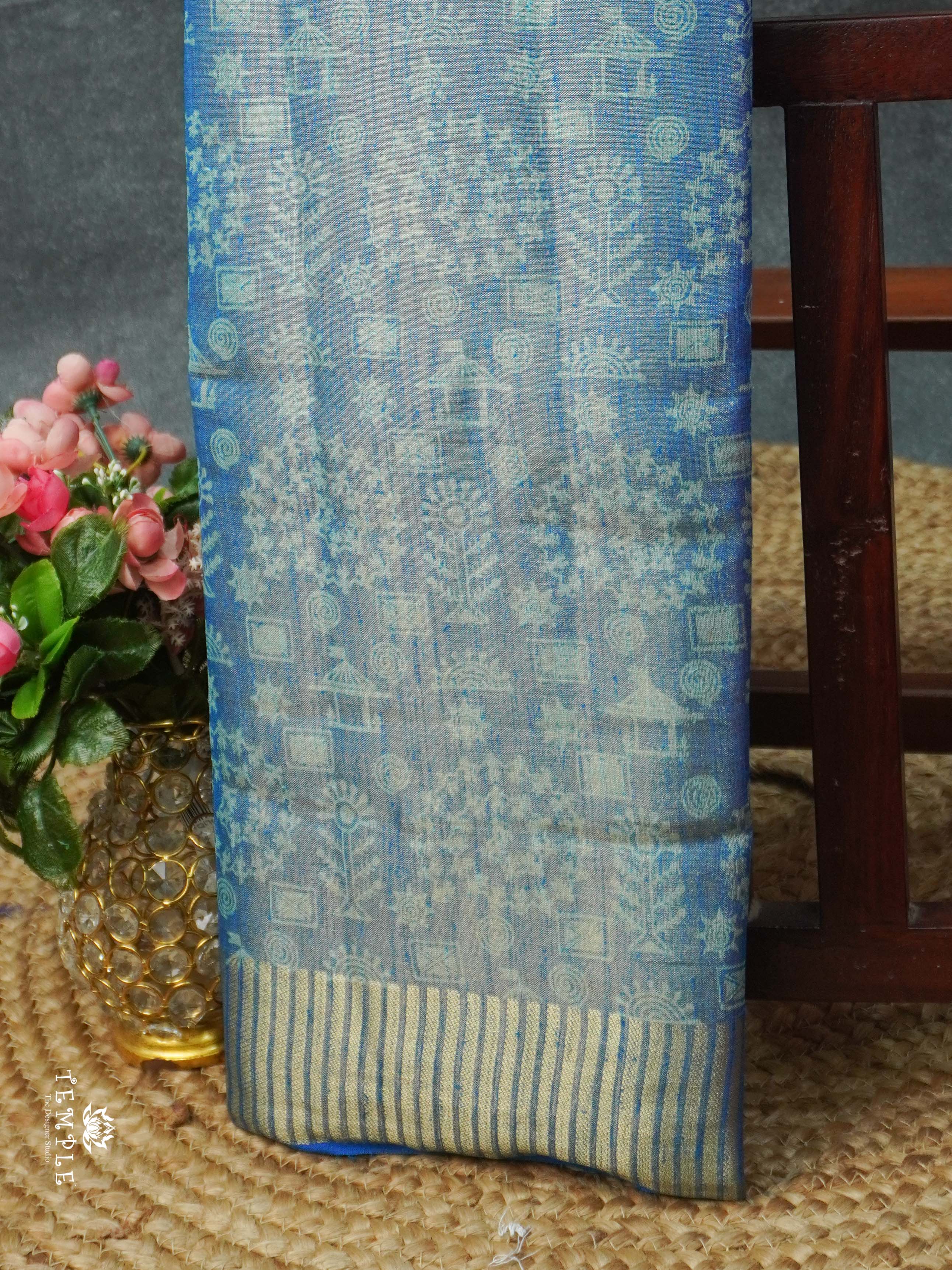 Warlin Printed Linen Tissue Saree | TTDS2176