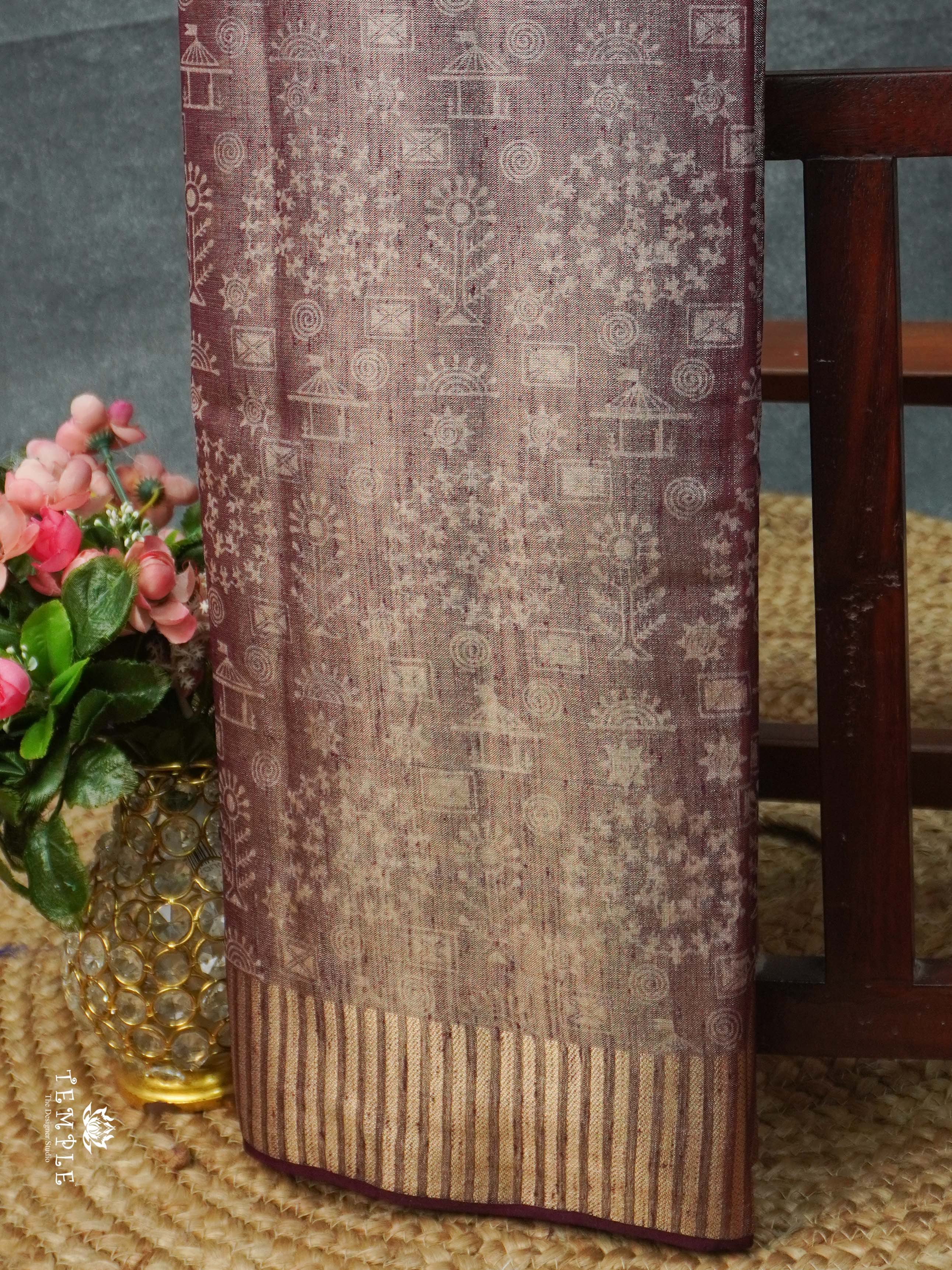Warlin Printed Linen Tissue Saree | TTDS2176