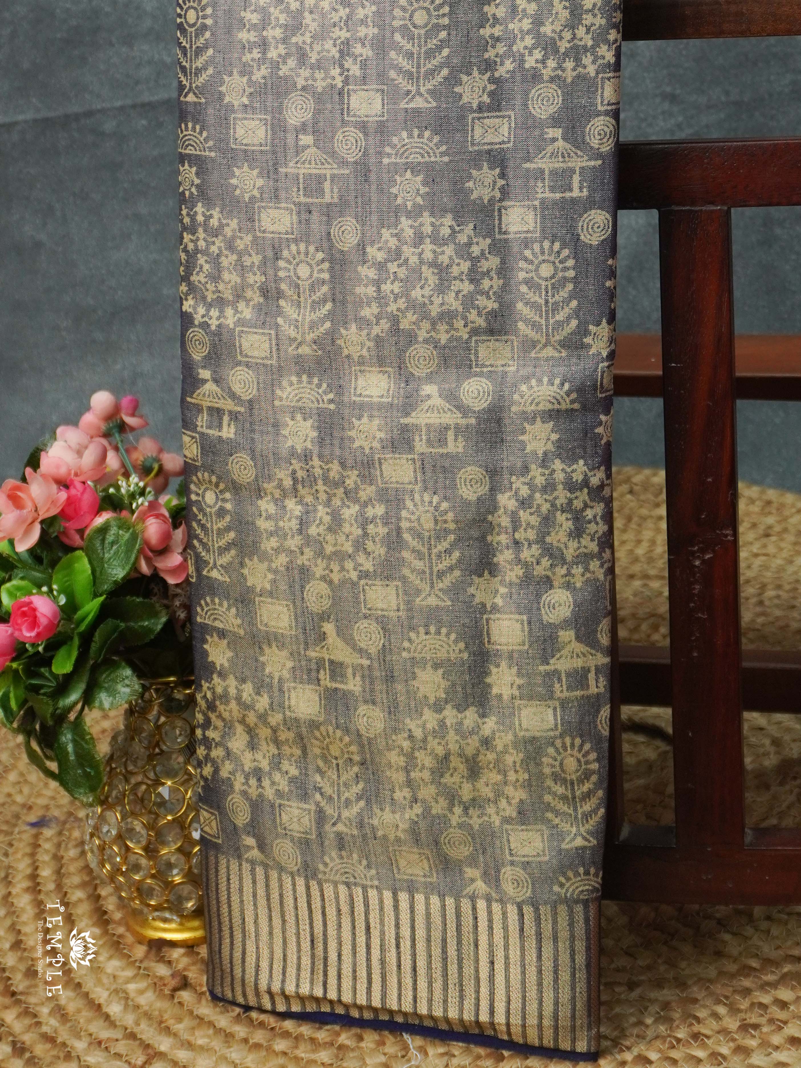 Warlin Printed Linen Tissue Saree | TTDS2176