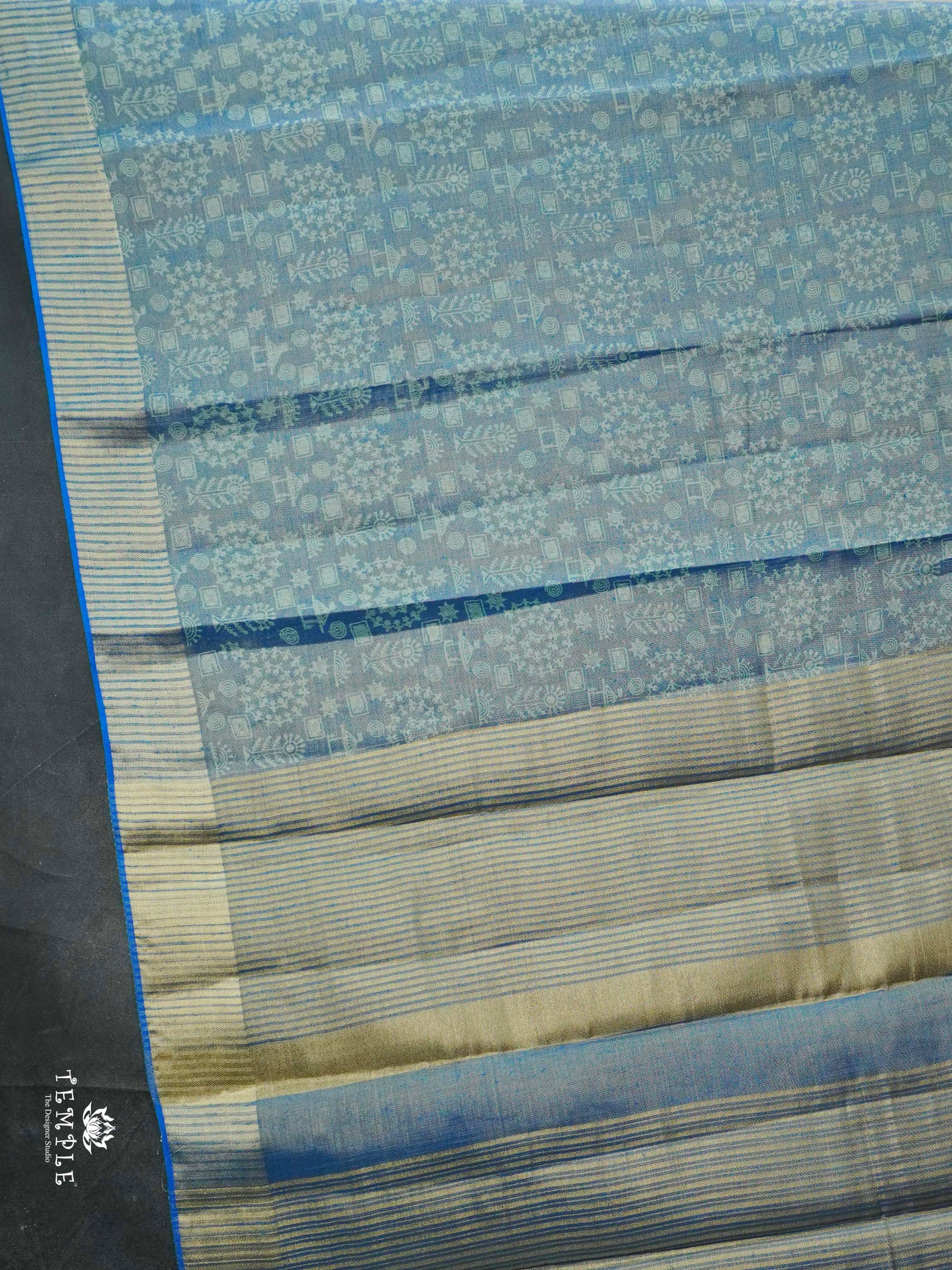 Warlin Printed Linen Tissue Saree | TTDS2176