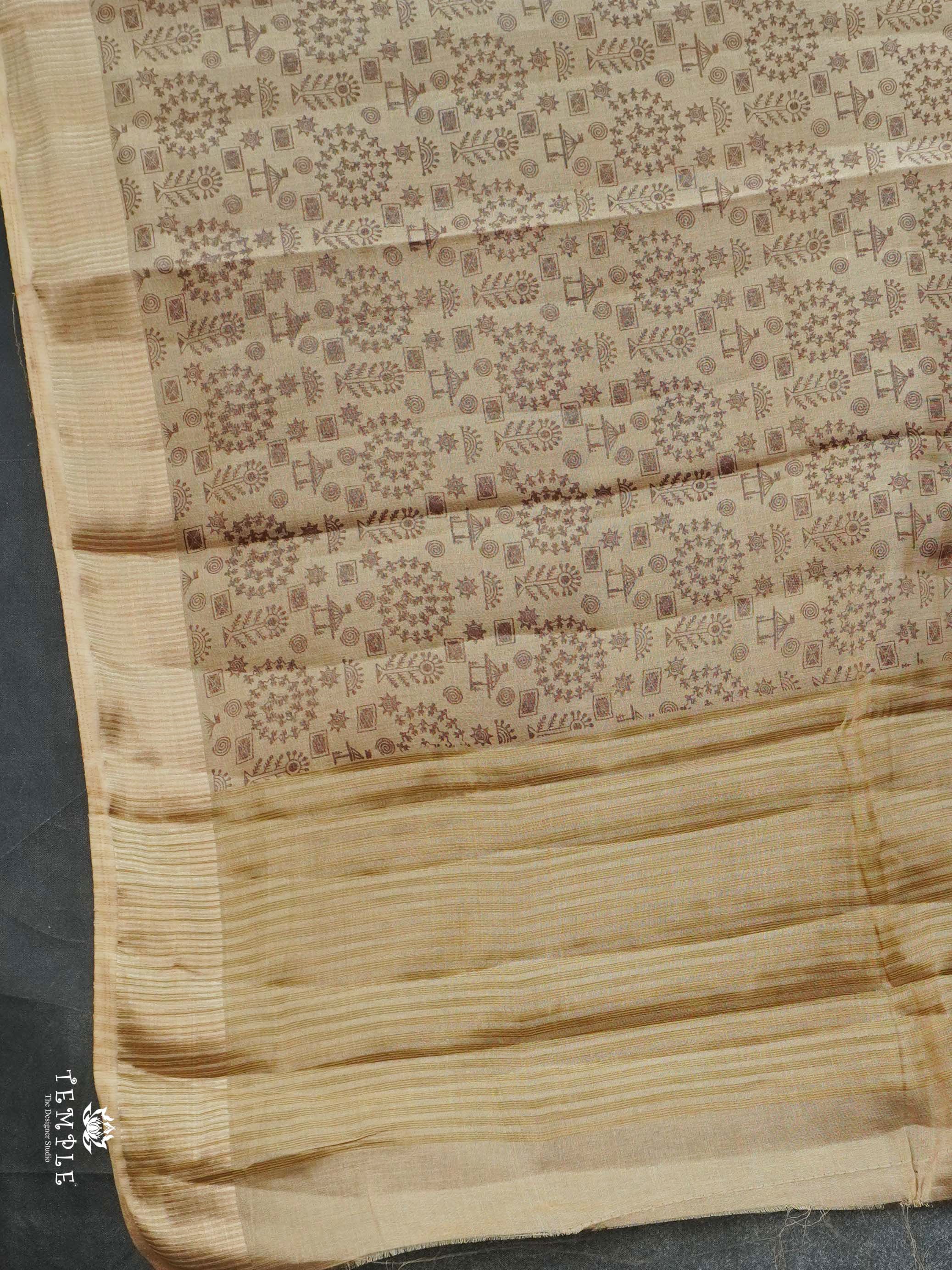 Warlin Printed Linen Tissue Saree | TTDS2176