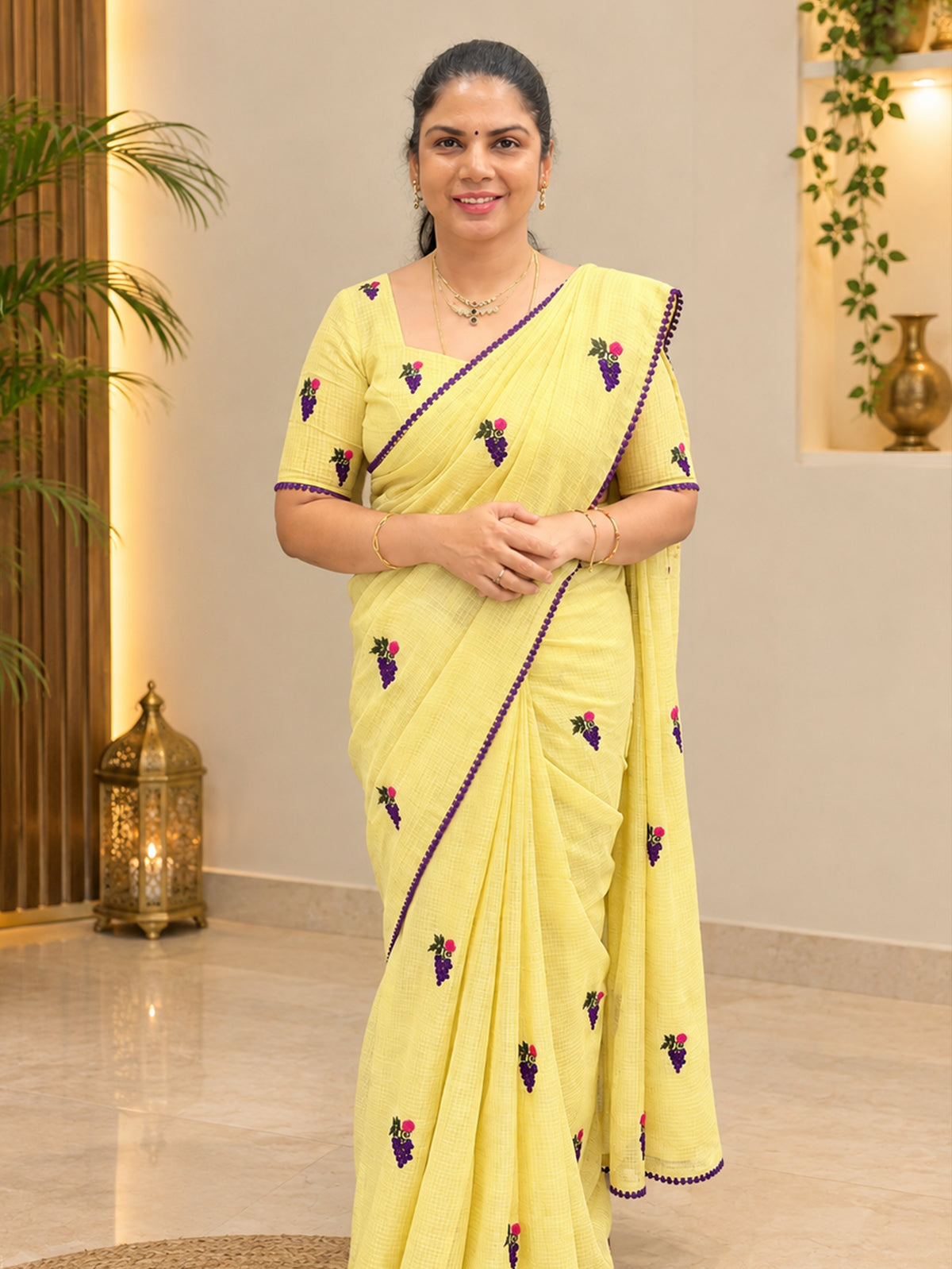 Kota Cotton Saree With Embroidery Work | TTDS3602