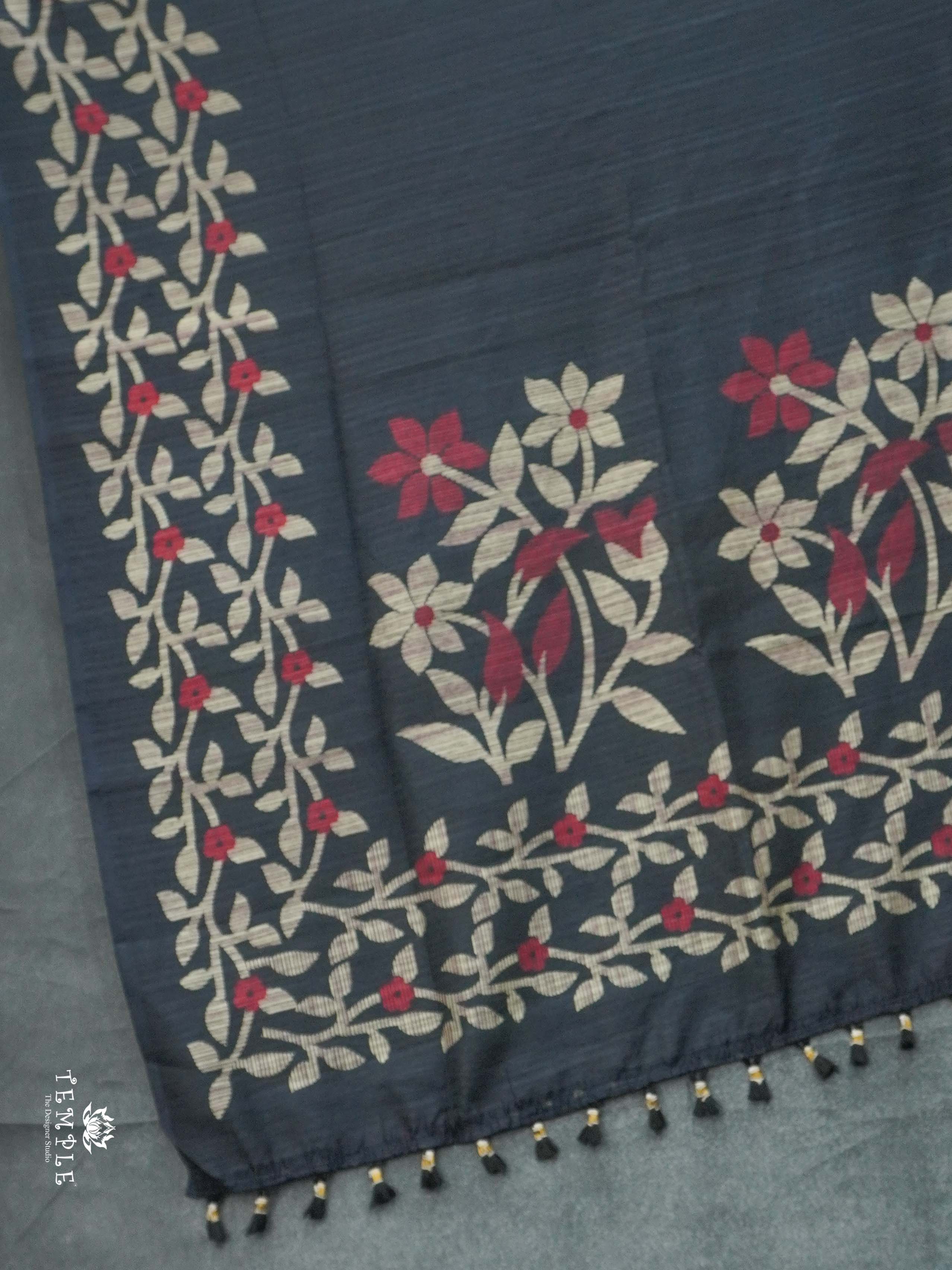 Linen Silk Saree(Black) | TTDS2266