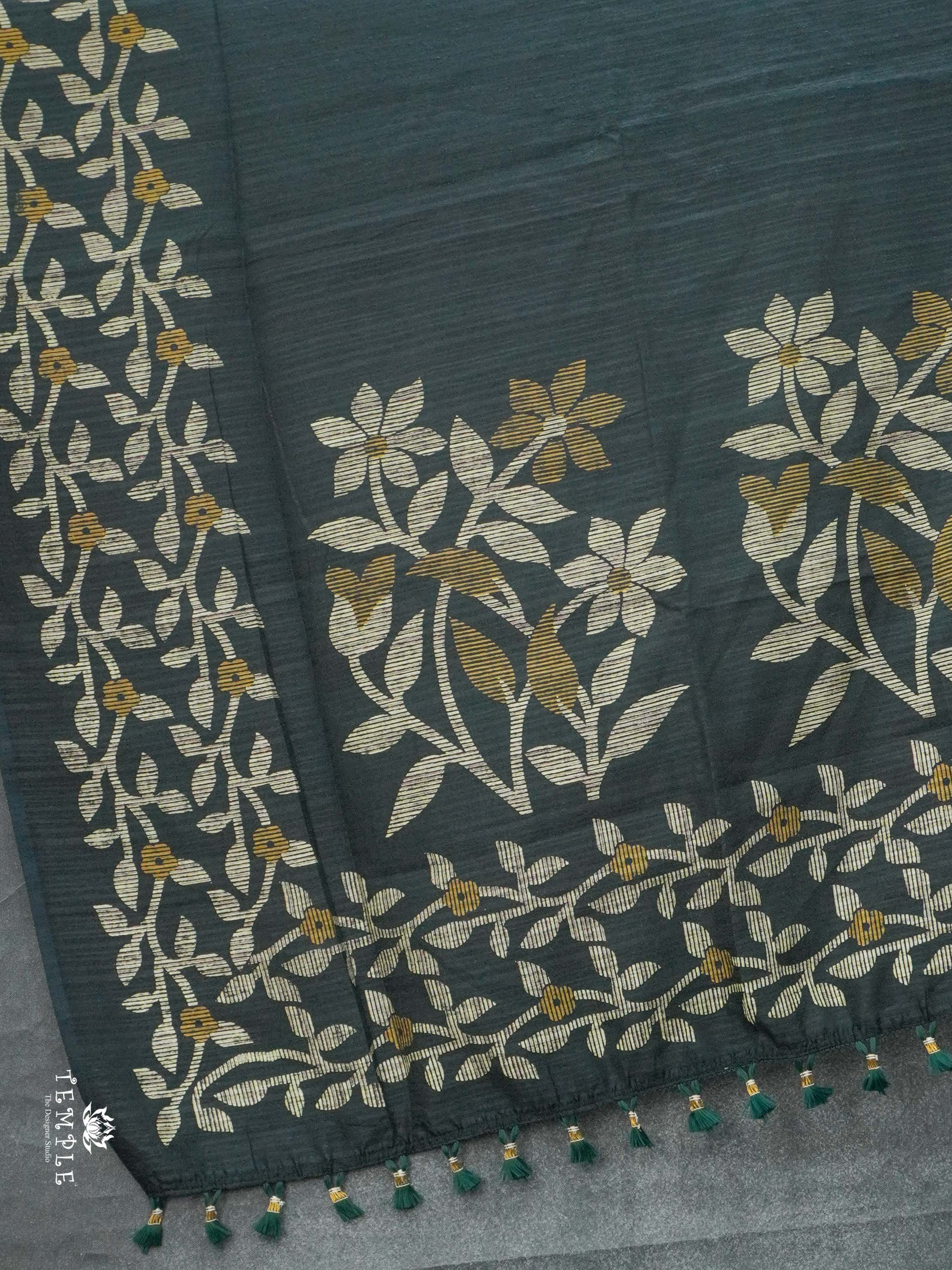 Linen Silk Saree(Green) | TTDS2266