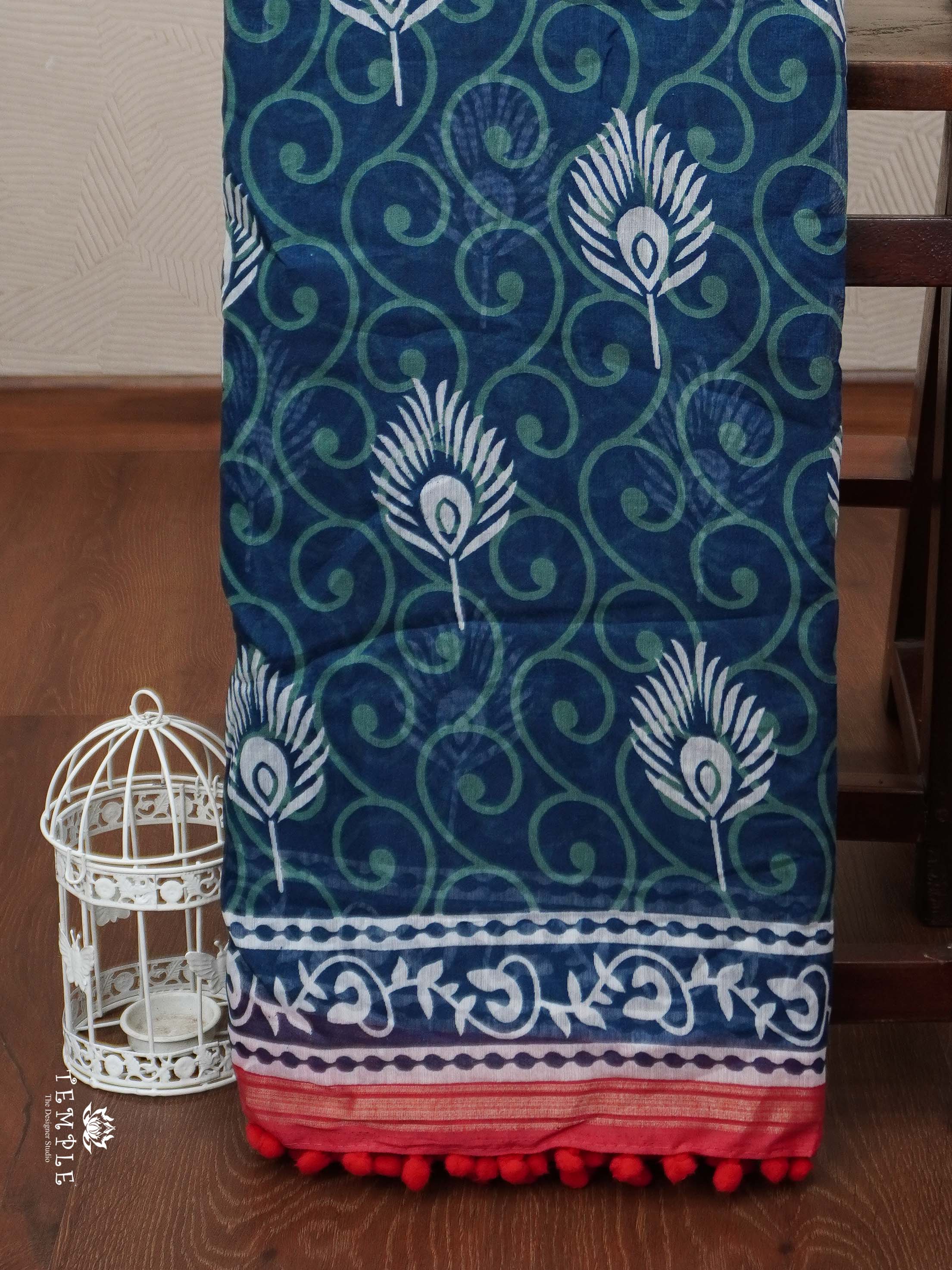 Chanderi Cotton Saree With Pompoms | TTDS2271