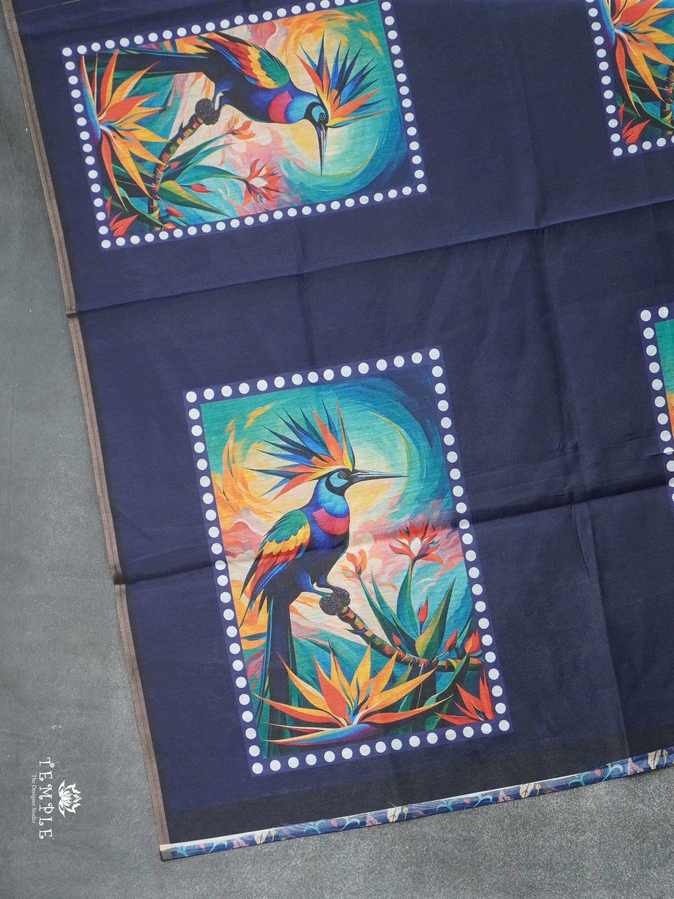Chanderi Silk Cotton Saree(Navy Blue) | TTDS2773