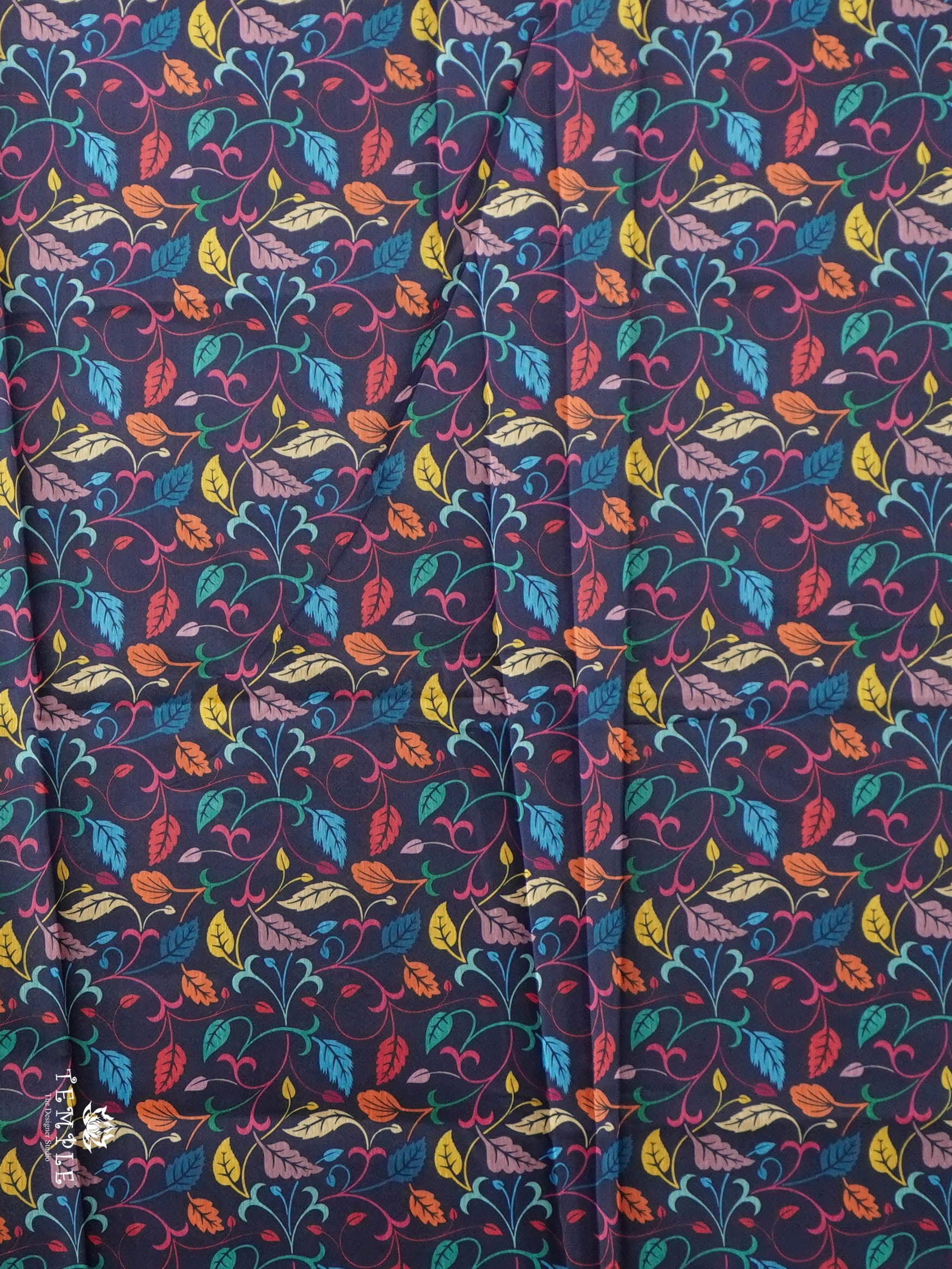 Chanderi Silk Cotton Saree(Navy Blue) | TTDS2773