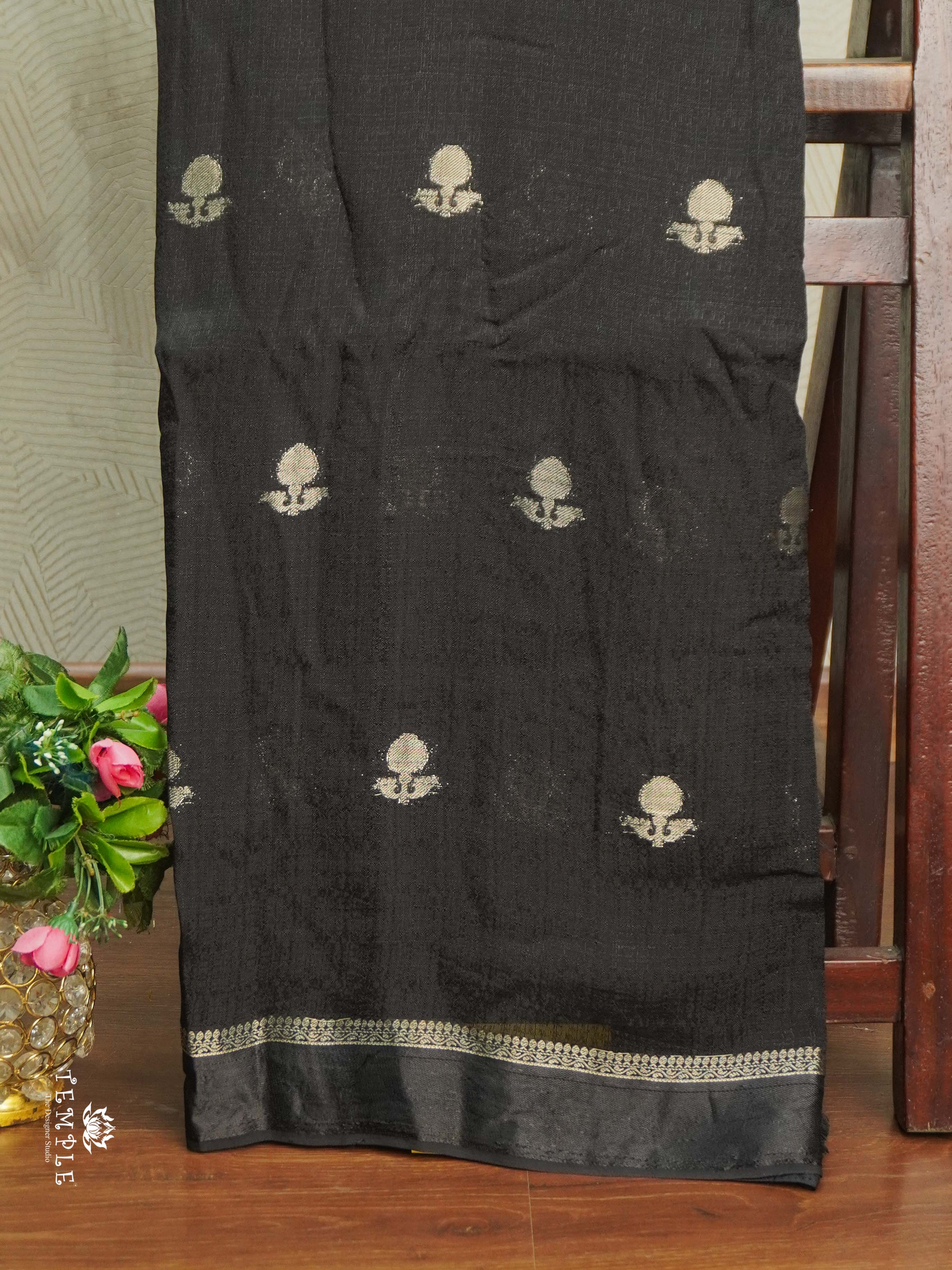 Khadi Silk Sarees(Black) | TTDS2225