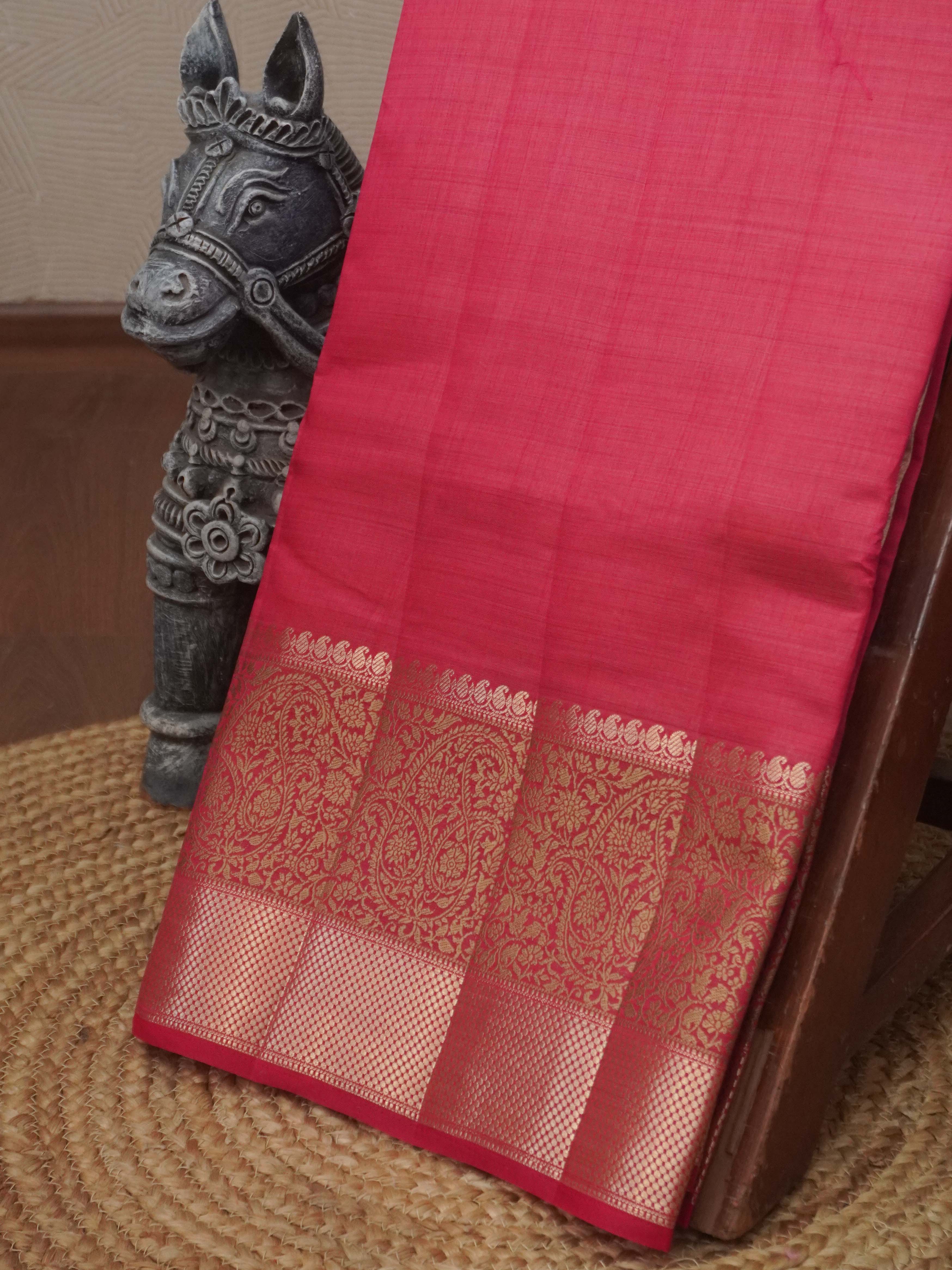Semi Tussar Silk Saree(Pink) | TTDS3203