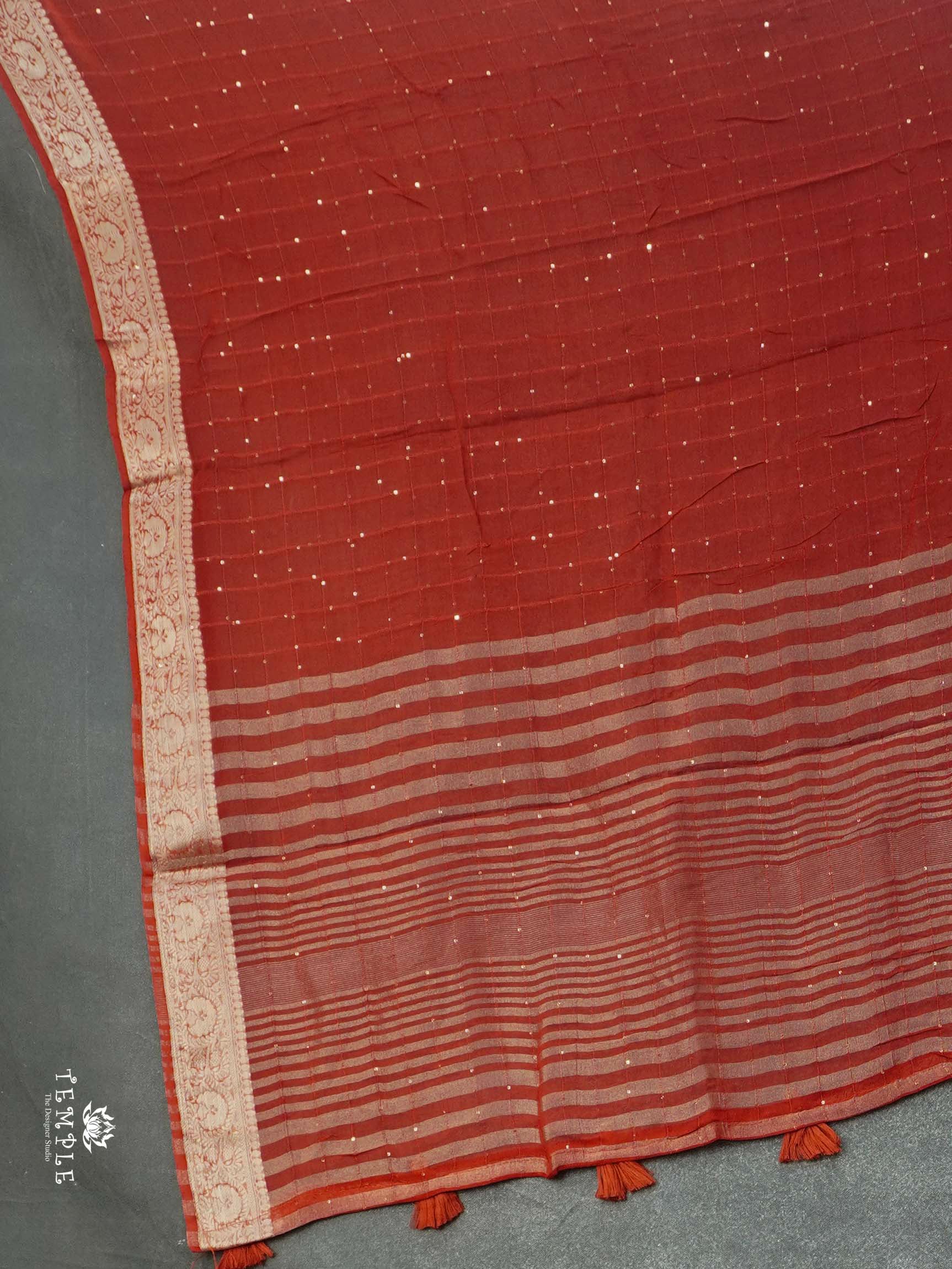 Viscose Georgette Saree (Rustic Orange)| TTDS2695