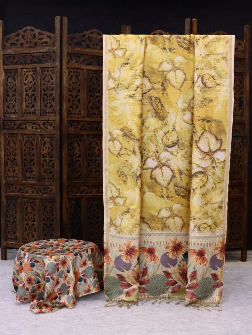 Handloom tussar with Fusion print | TTDS2978