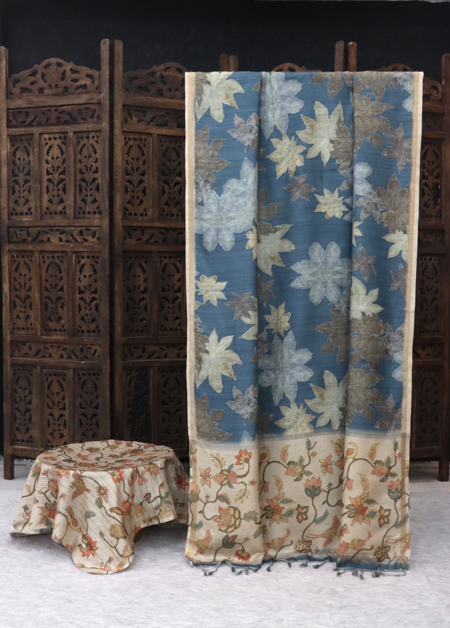 Handloom tussar with Fusion print | TTDS2978