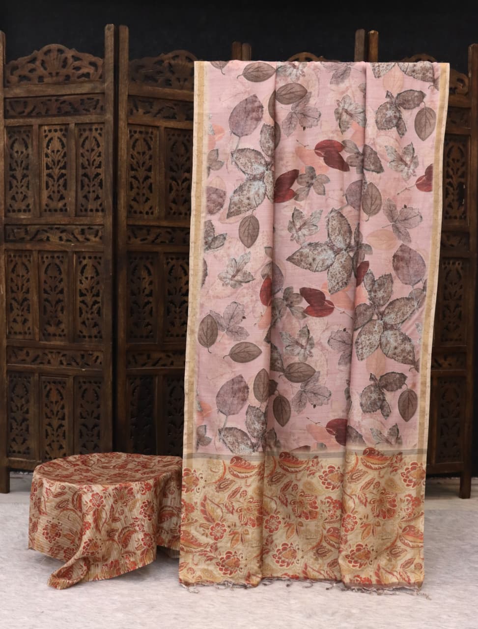 Handloom tussar with Fusion print | TTDS2978