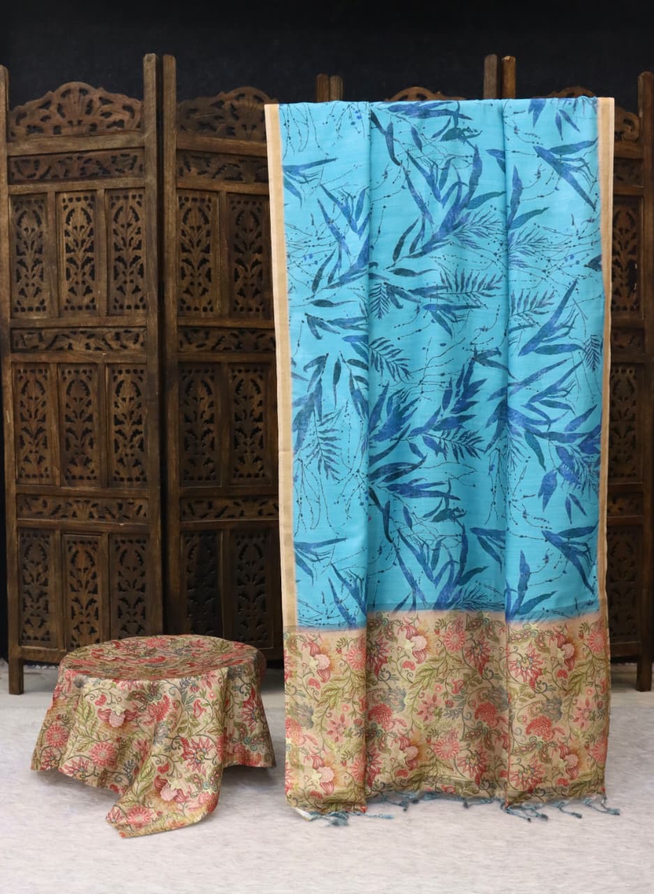 Handloom tussar with Fusion print | TTDS2978