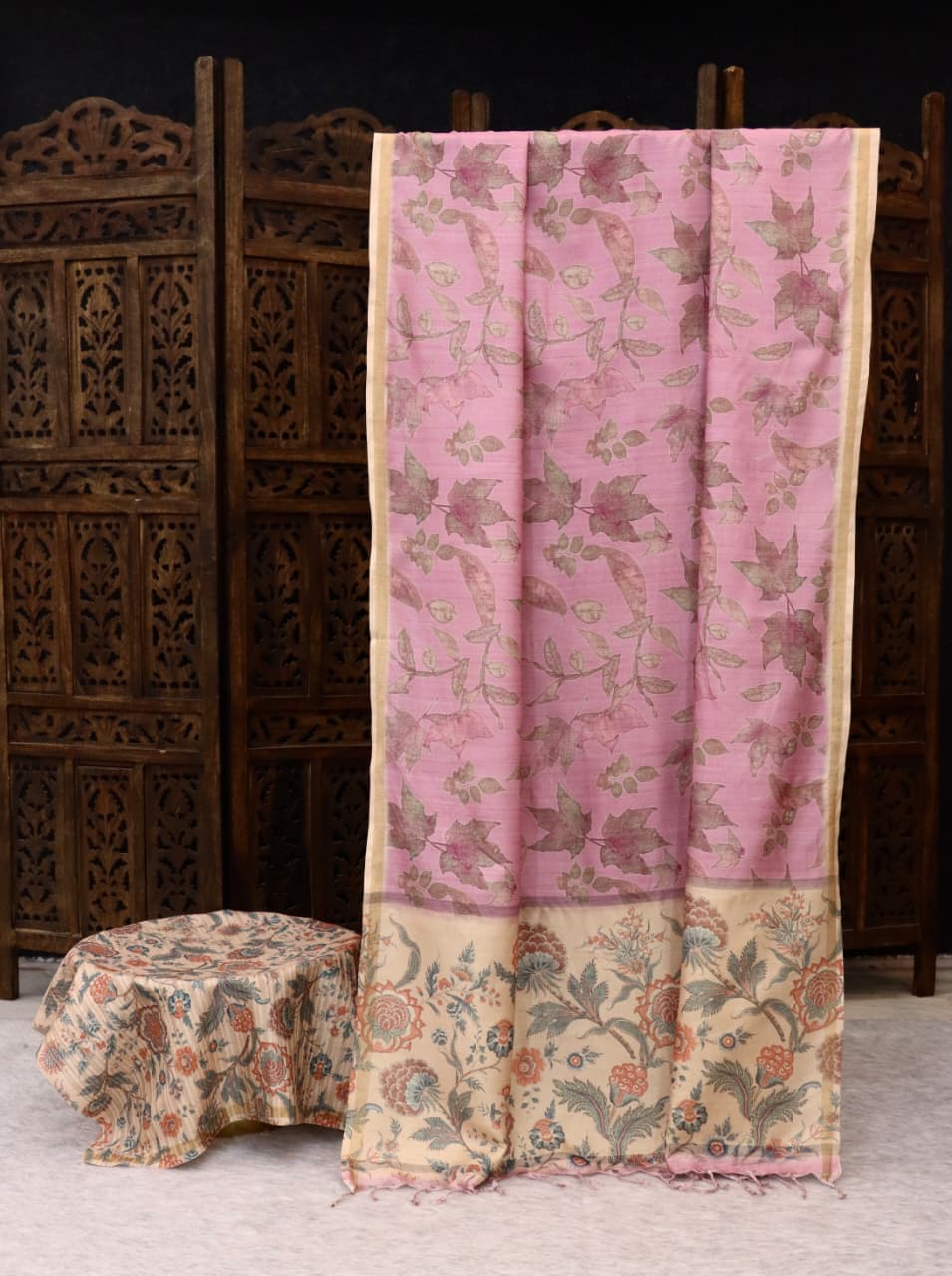 Handloom tussar with Fusion print | TTDS2978