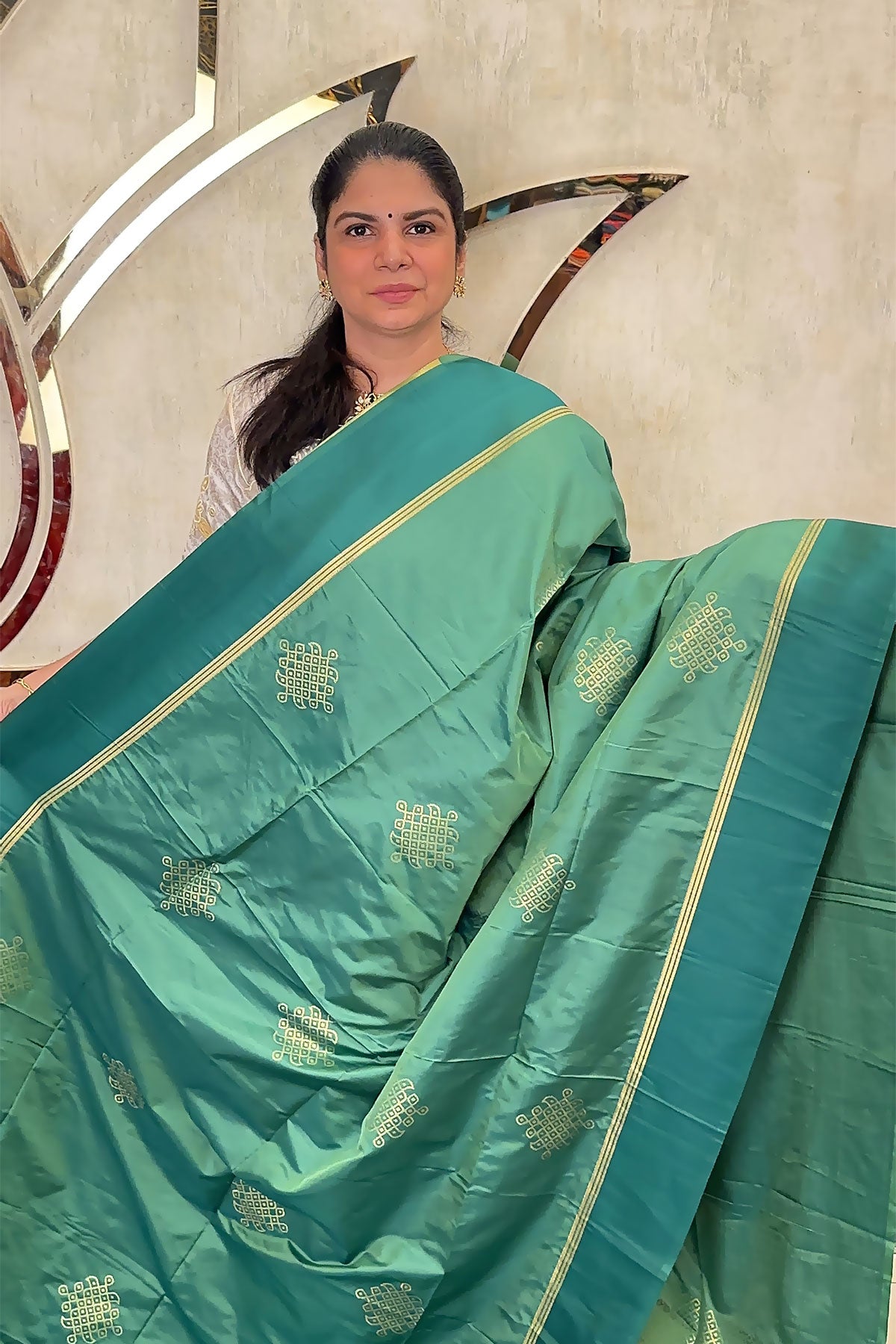 Semi Silk Saree With Kolam Designs | TTDS3081