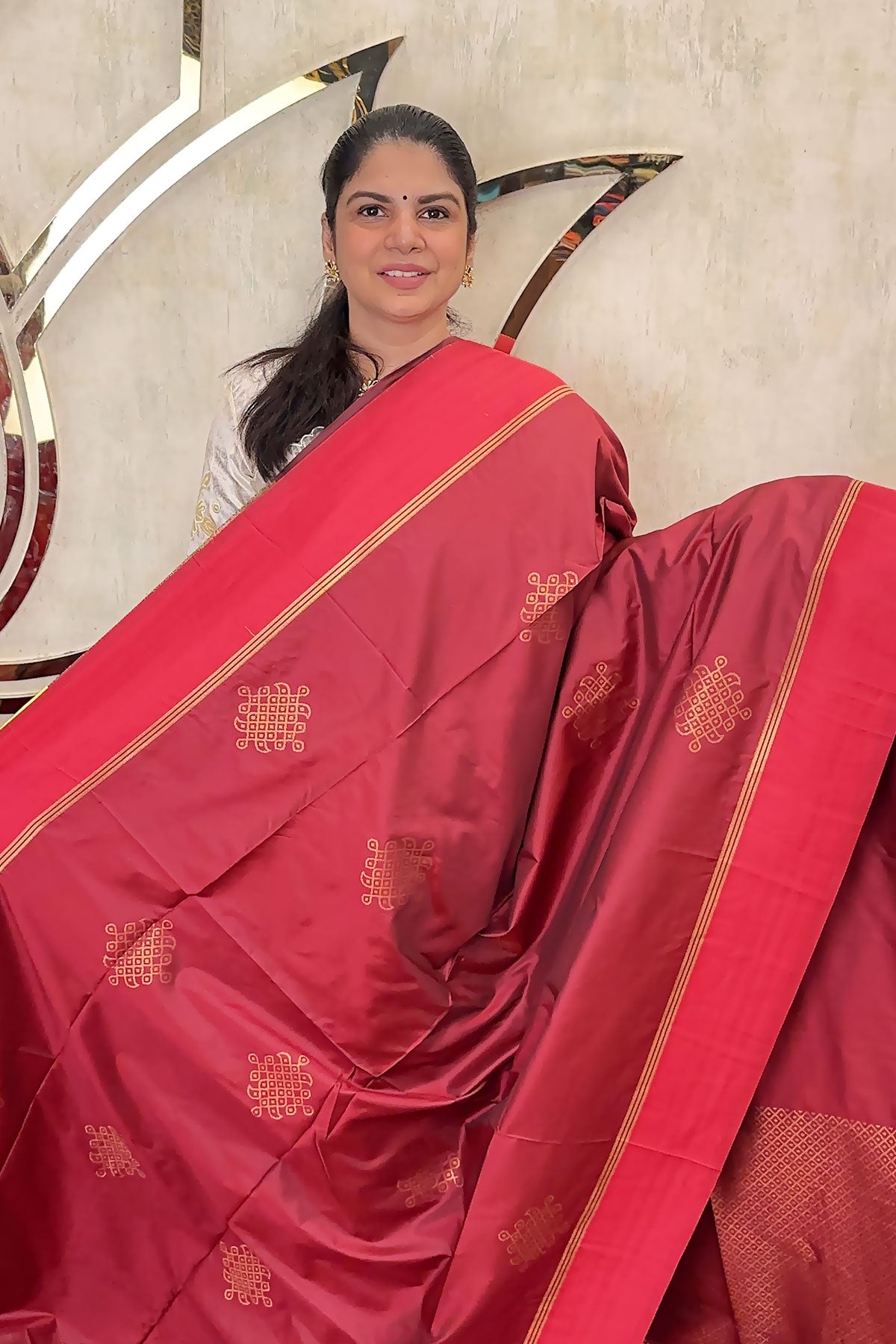 Semi Silk Saree With Kolam Designs | TTDS3081