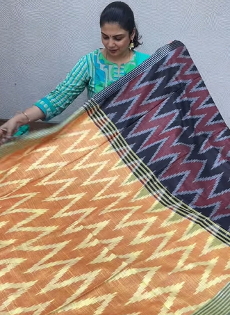 Linen Cotton Saree with Ikkat Prints| TTDS2061