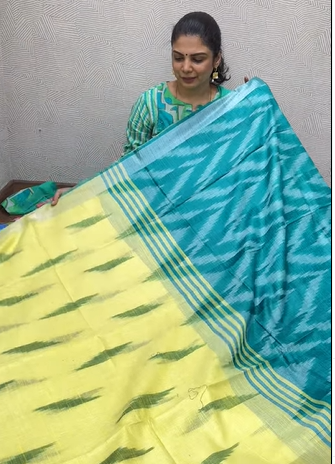 Linen Cotton Saree with Ikkat Prints| TTDS2061