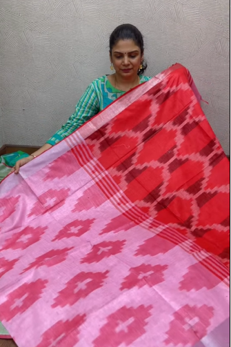 Linen Cotton Saree with Ikkat Prints | TTDS2061