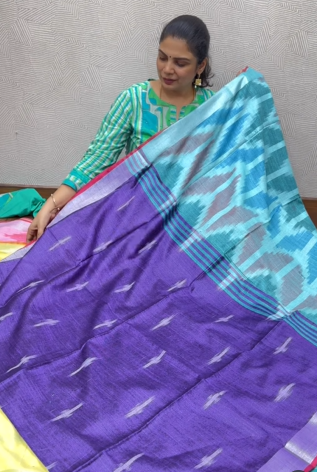 Linen Cotton Saree with Ikkat Prints| TTDS2061